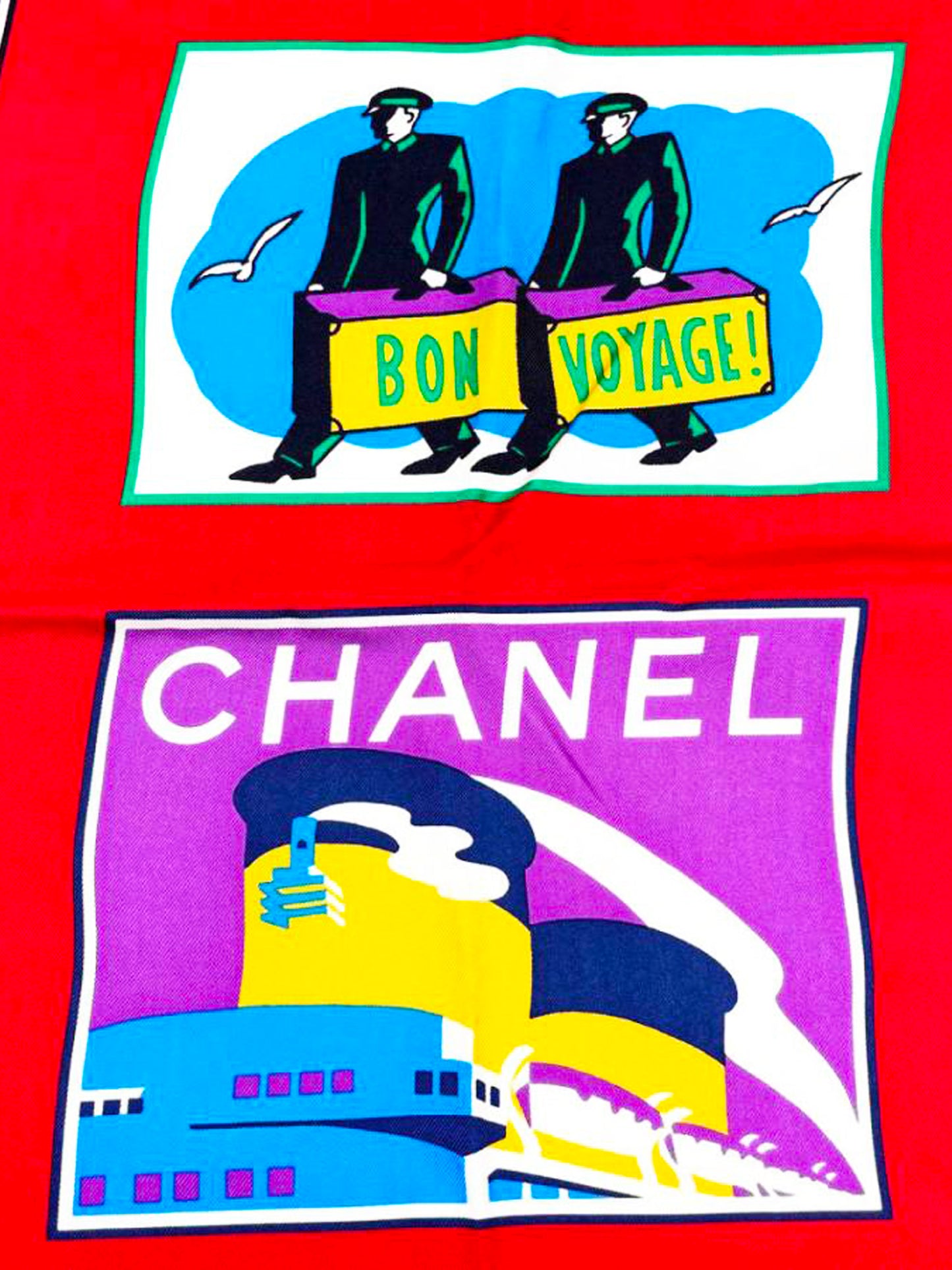 Chanel 1990s Bon Voyage Silk Scarf