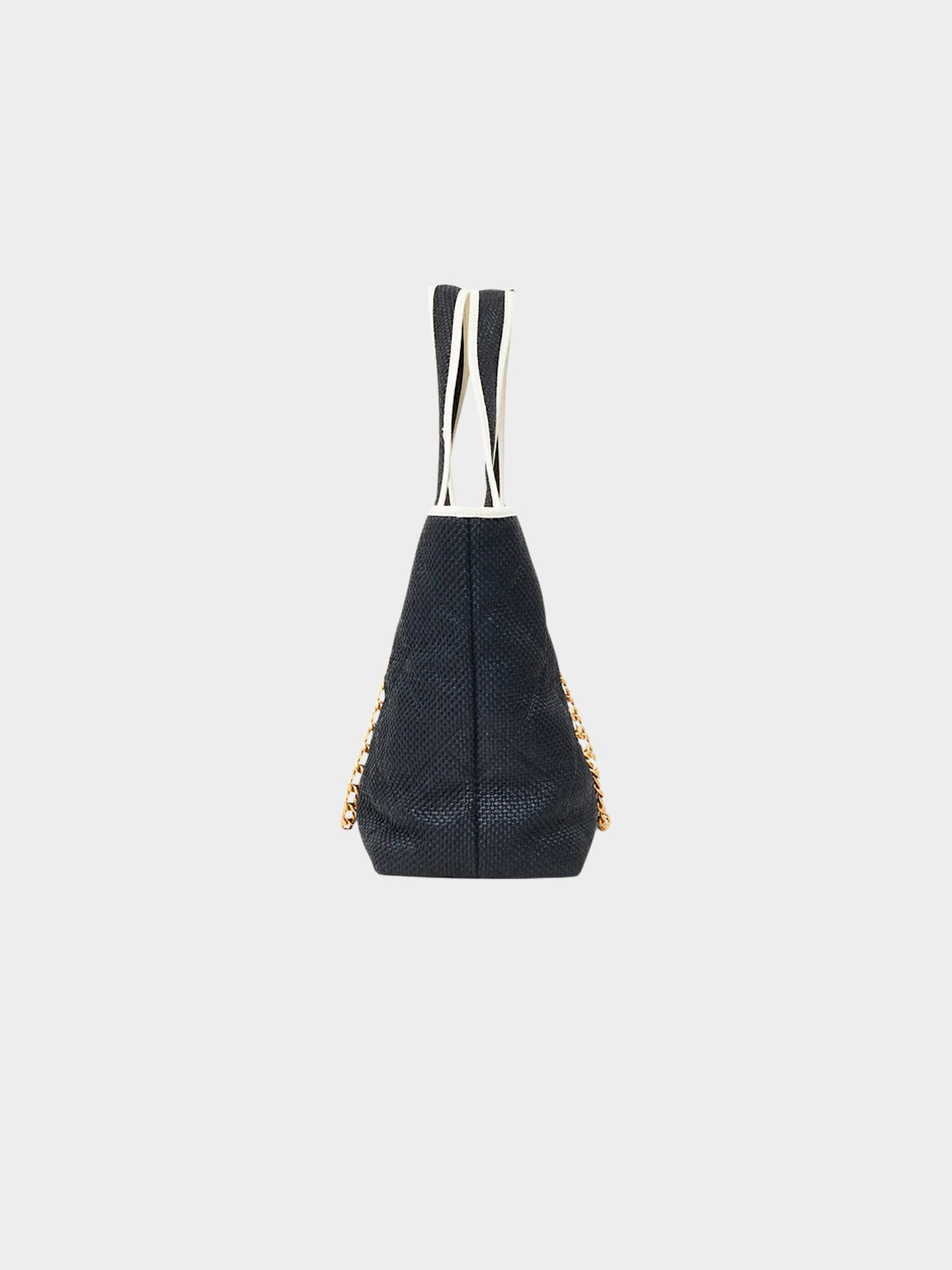 Chanel 2023 Dark Navy Raffia Quilted Tote Bag