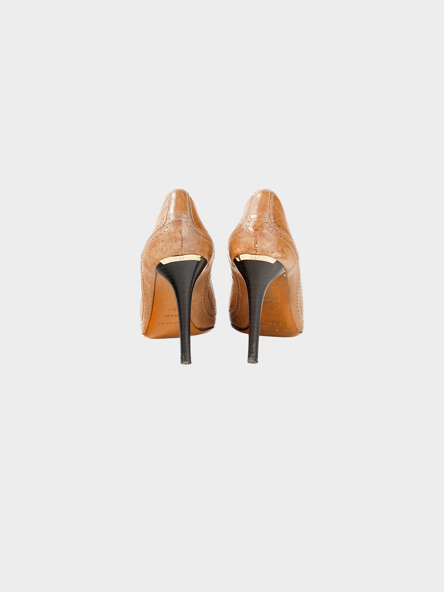 Burberry 2000s Brown Leather Brogue Heels