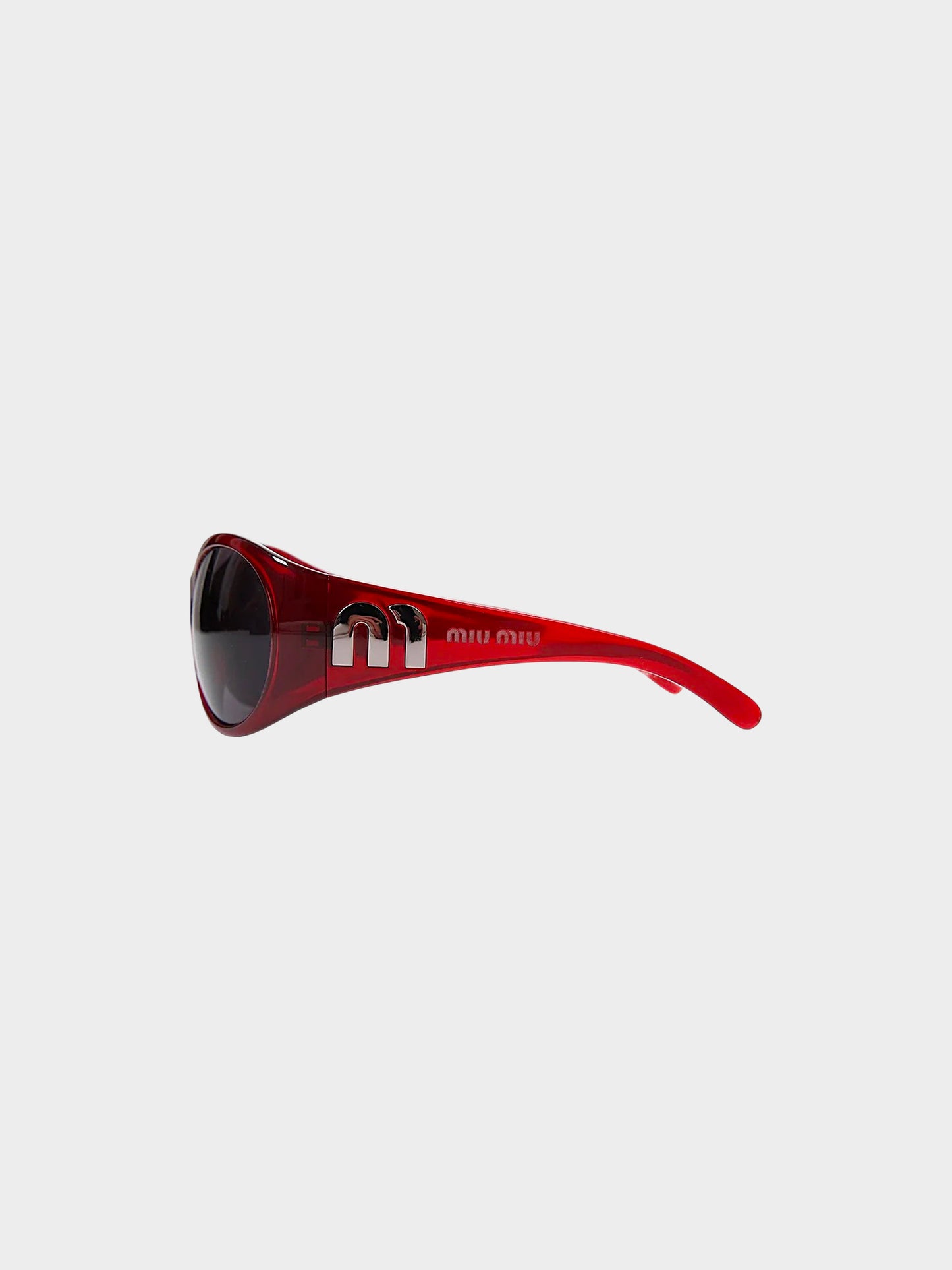 Miu Miu 2000s Red Round Logo Sunglasses