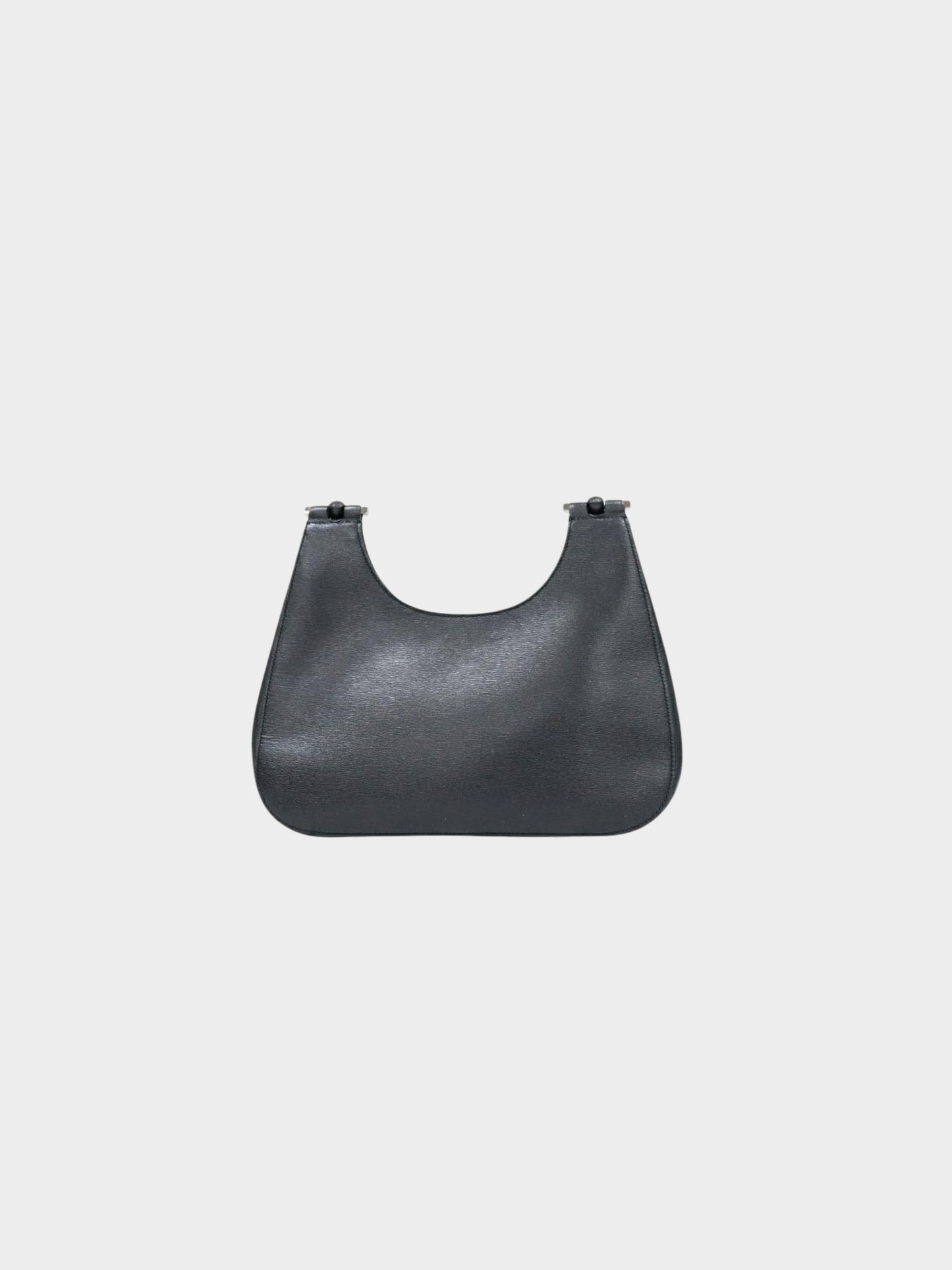 Gucci 2000s Black Grained Leather Bamboo Bag