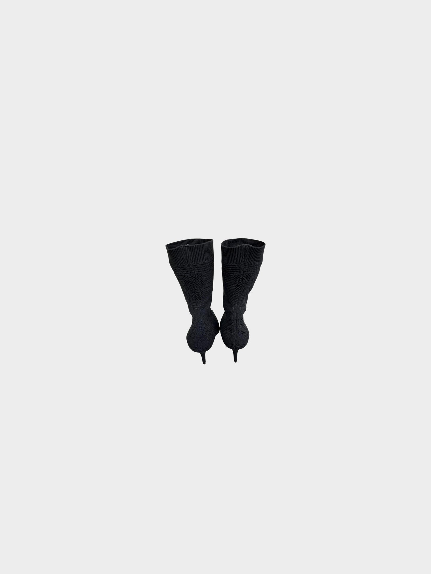 Balenciaga 2022 Black Stretch Knit Logo Knife Bootie