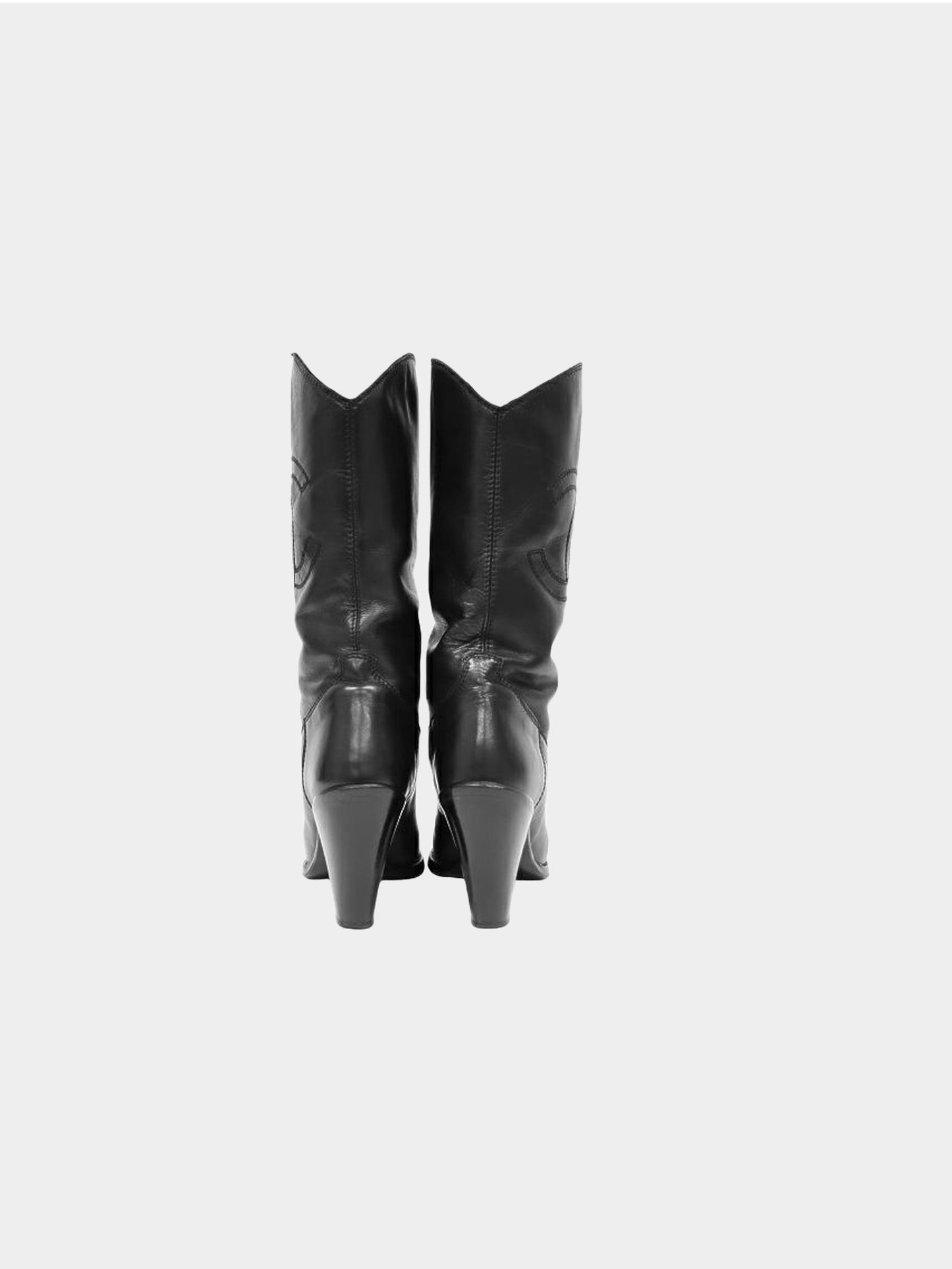 Chanel 1990s Black CC Cowboy Boots