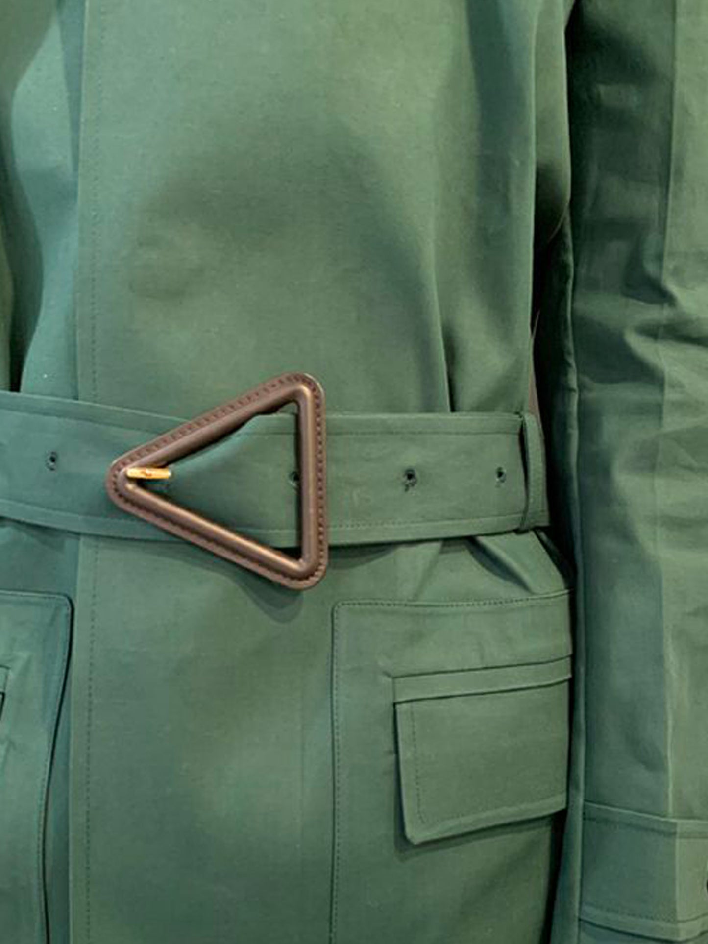 Bottega Veneta Fall 2020 Runway Emerald Cotton Gabardine Belted Trench Coat