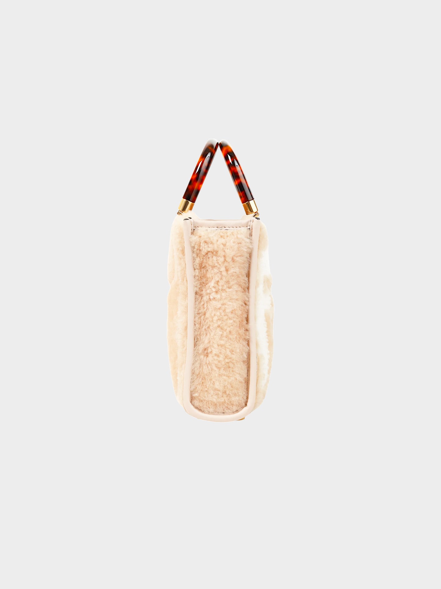 Fendi 2020s Pink Shearling and Tortoiseshell Sunshine Mini Tote Bag