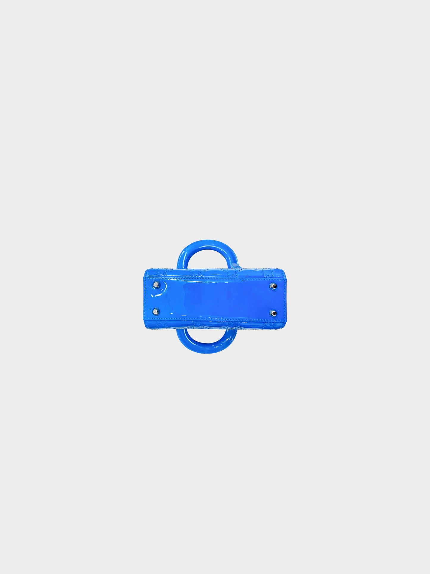 Christian Dior 2021 Blue Patent Leather Cannage Mini Lady Dior Hand Bag