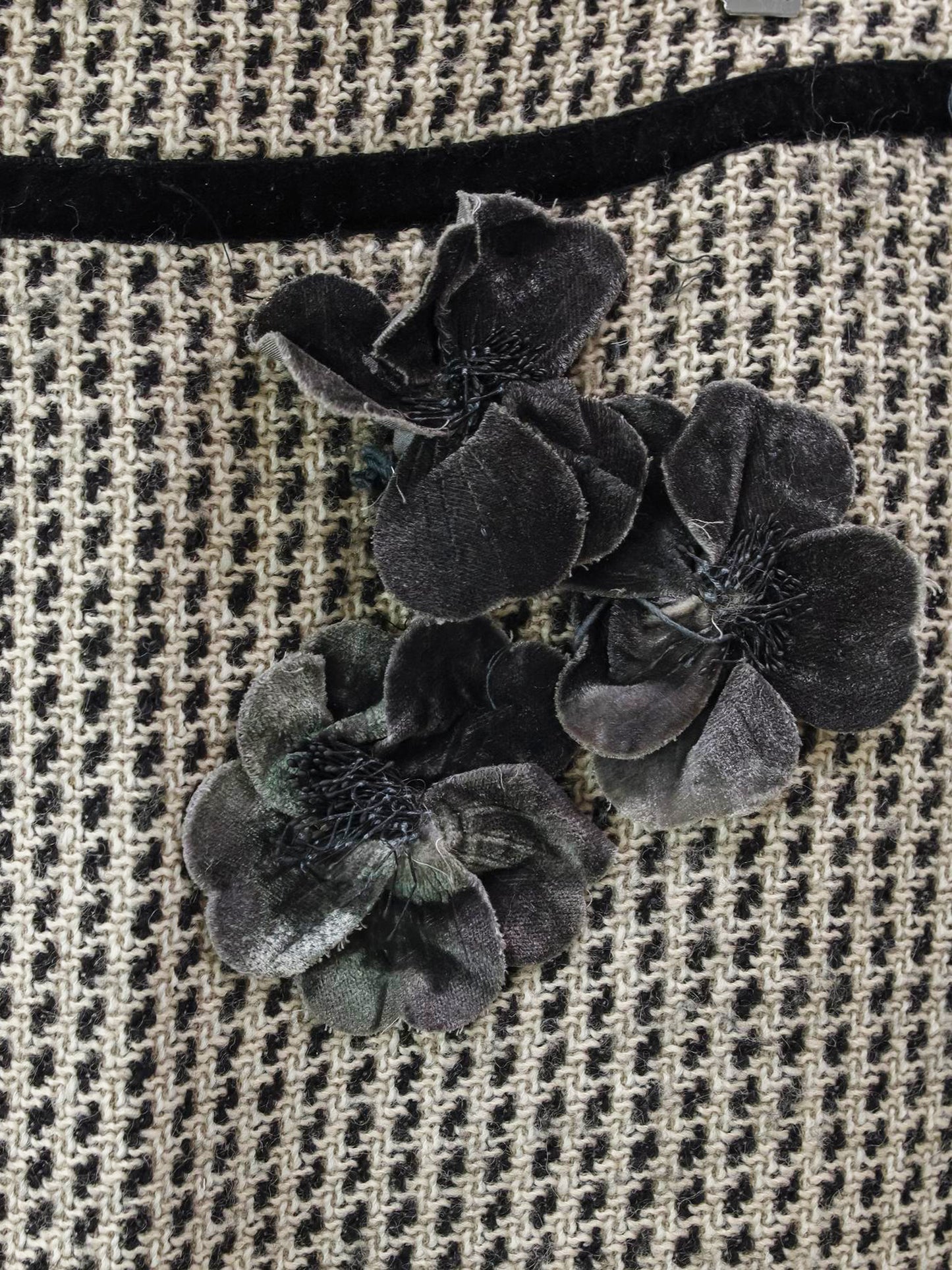 Moschino 2010s Tweed Floral Appliqué Skirt