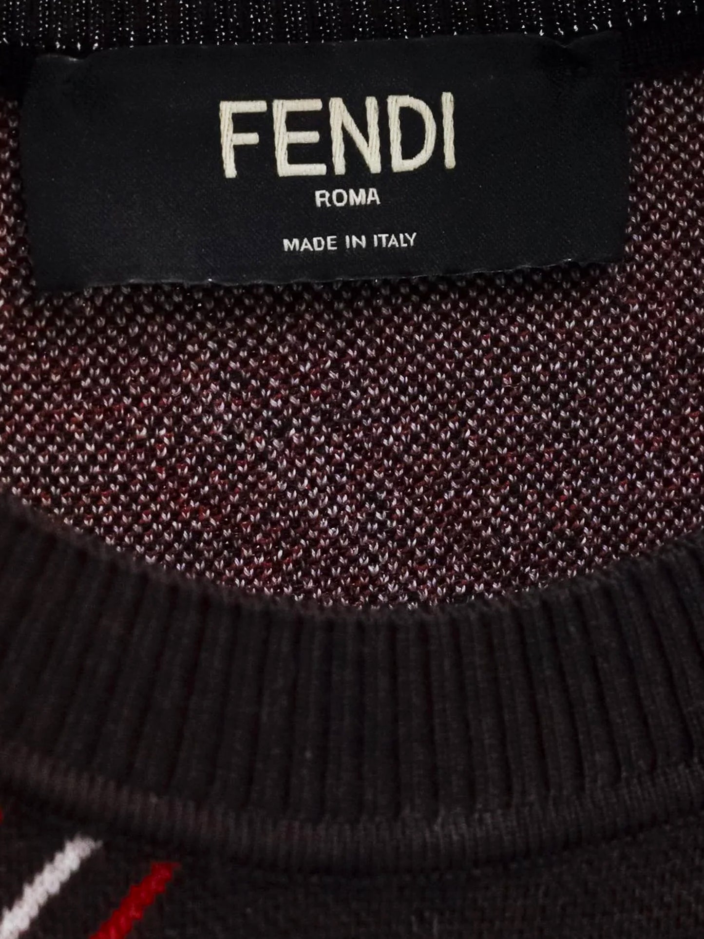 Fendi 2019 Men's Brown Diagonal Striped FF Logo Wool Knit Sweater
