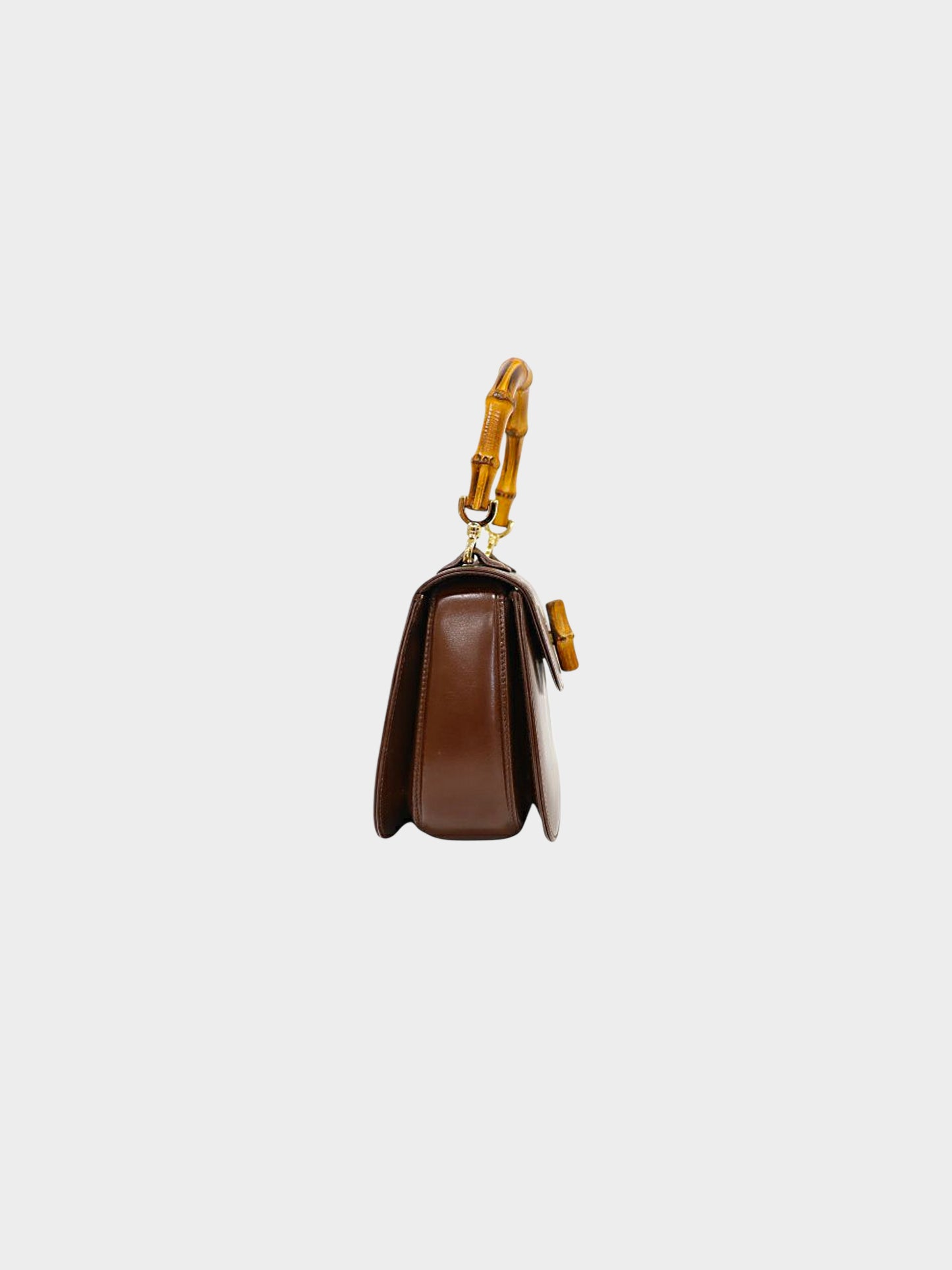 Gucci 1990s Brown Leather Bamboo 1947 Two-Way Bag