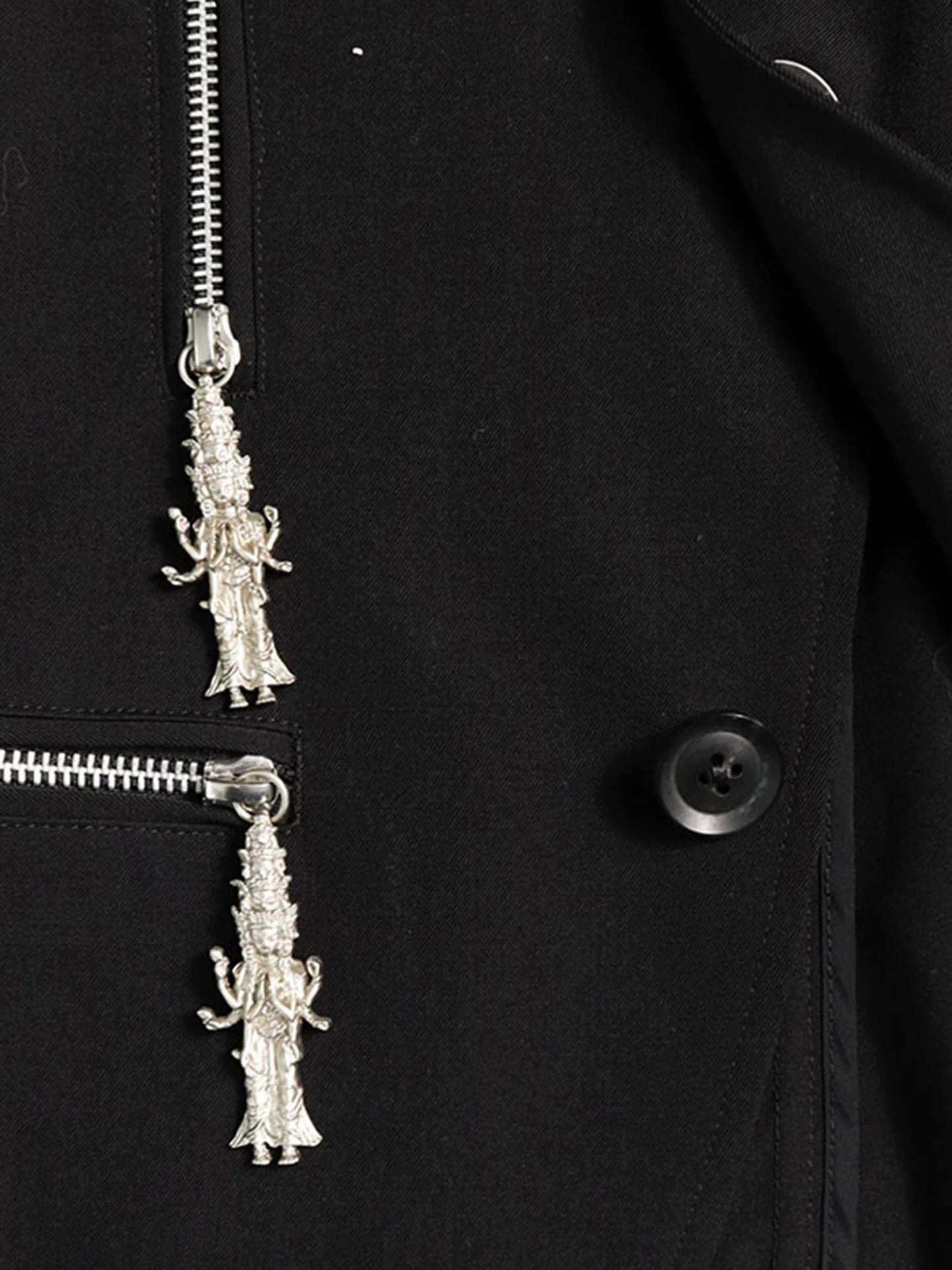 Yohji Yamamoto SS 2018 POUR HOMME Black Wool Zipper and Chain Embellished Blazer