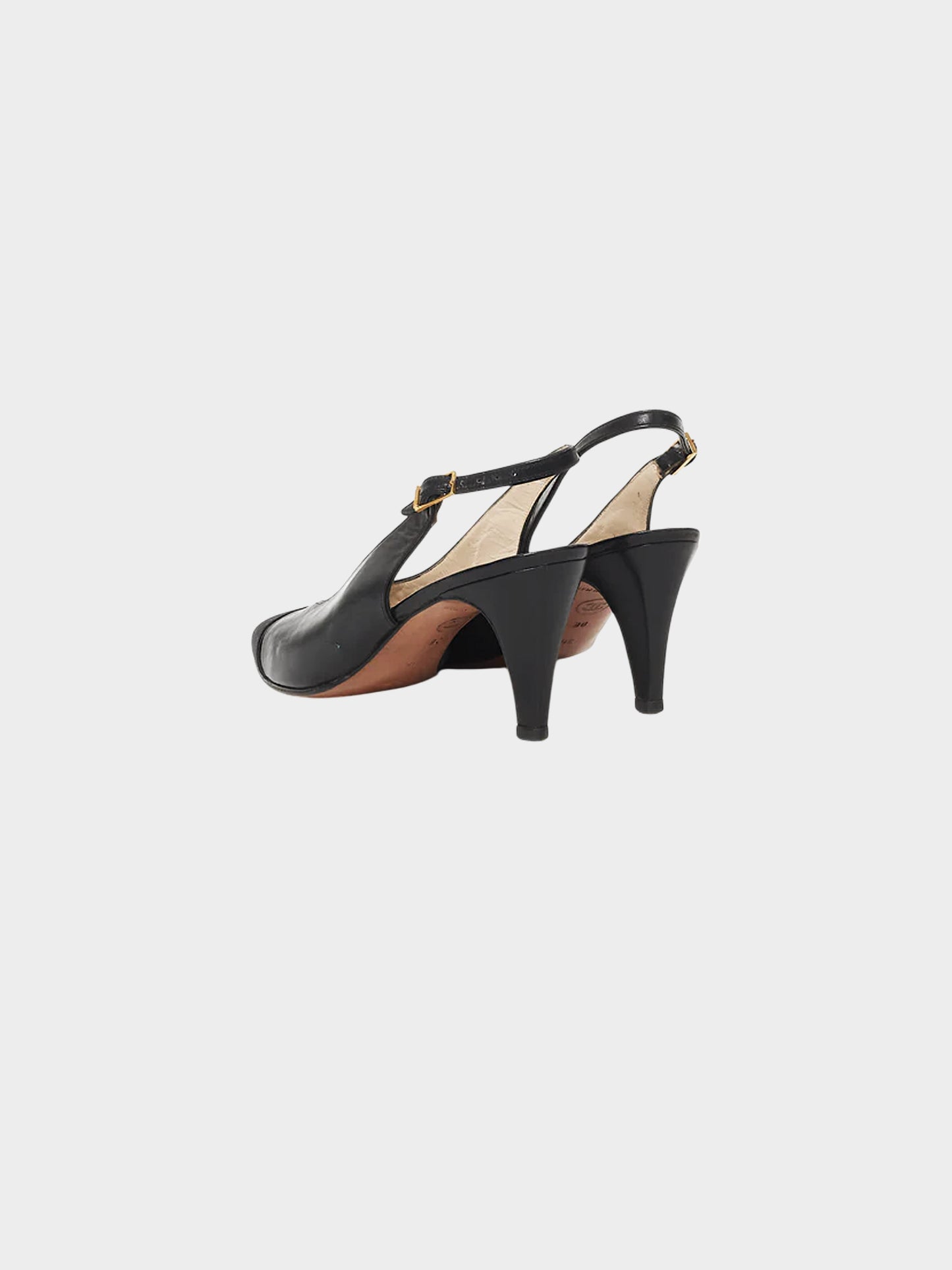 Chanel 2010s Black Leather Tonal Cap Toe Slingback Pumps