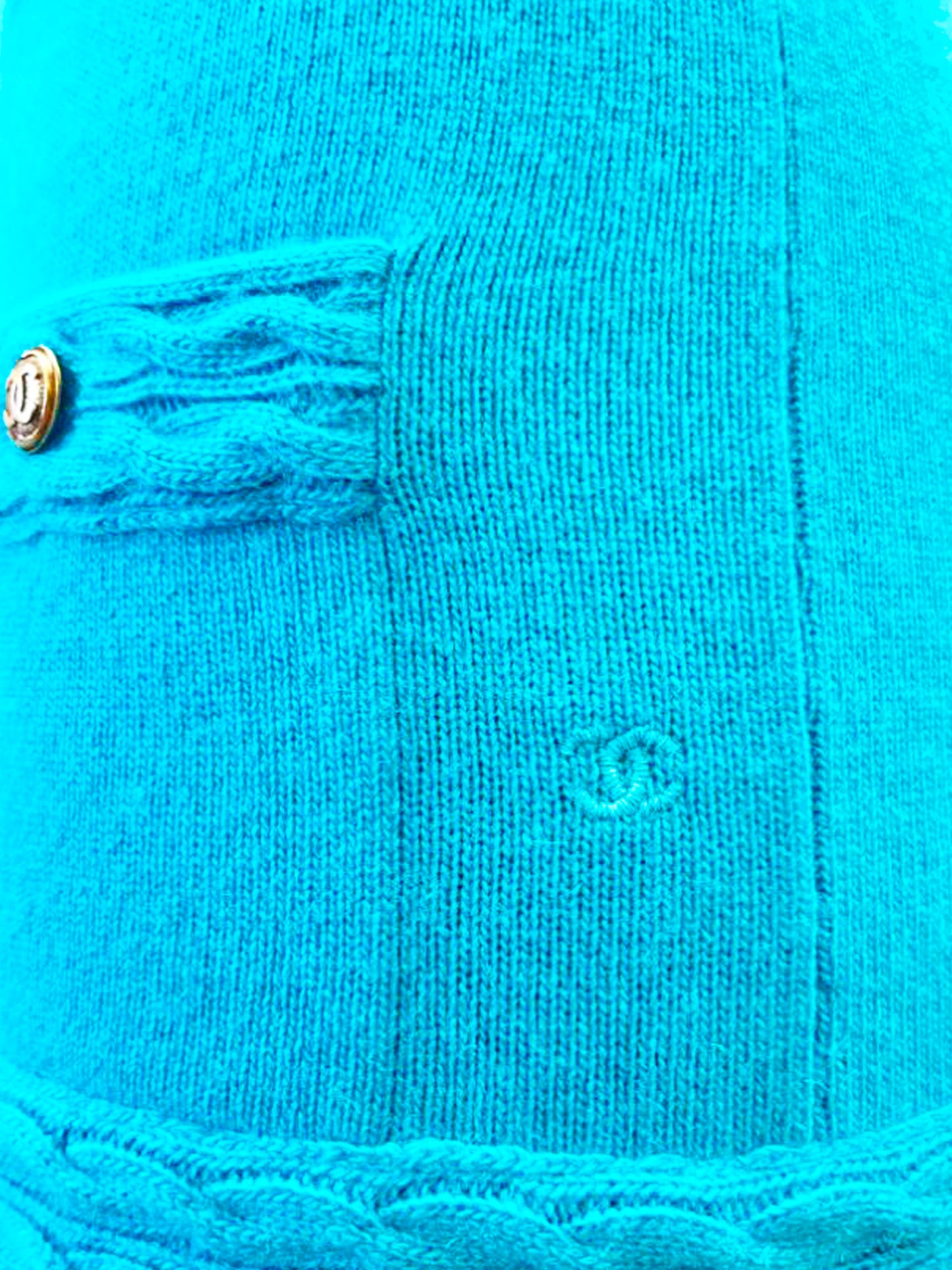 Chanel 1980s Blue Cashmere Knit Cardigan