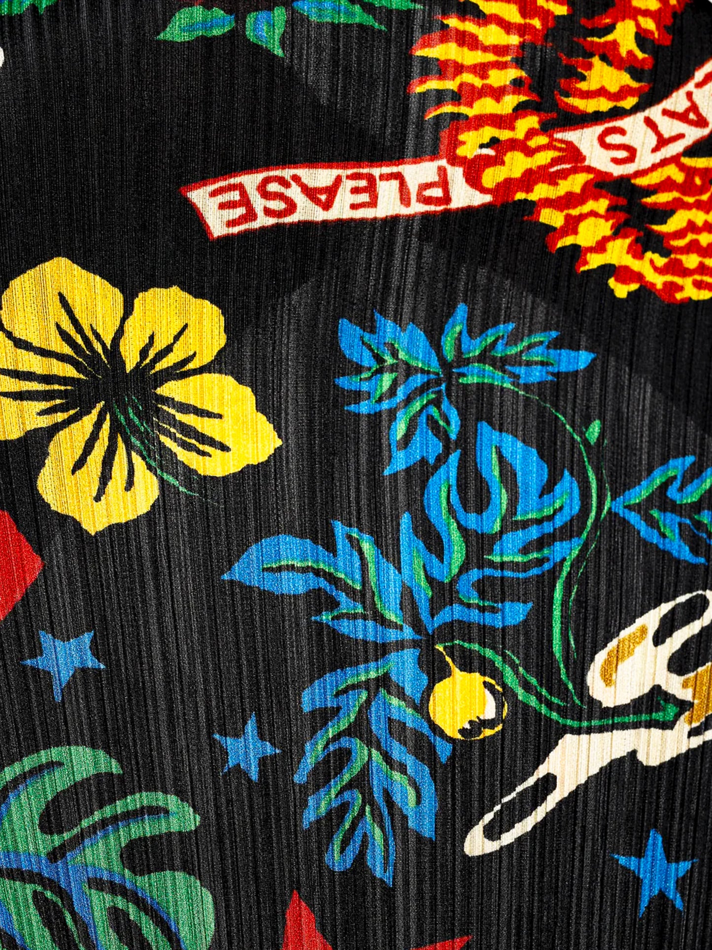 Issey Miyake Pleats Please 2000s Hawaiian Print Fringed Cardigan