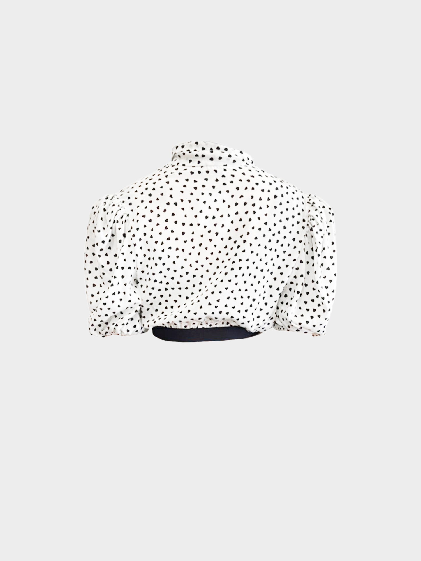 Miu Miu 2020s White crepe de chine Heart Print Cropped Bow Shirt