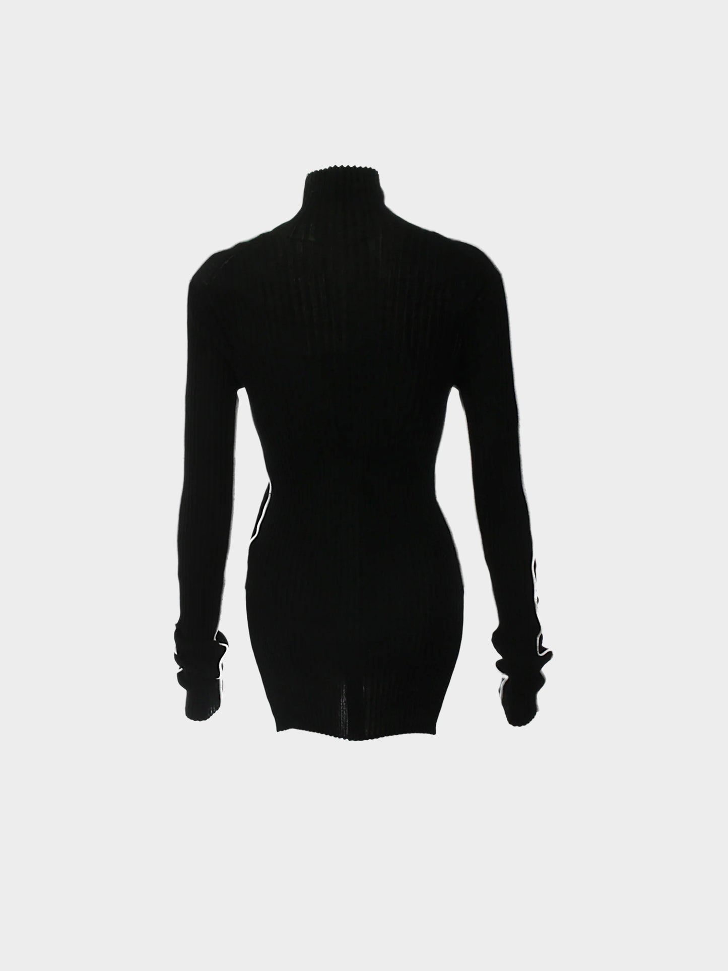 Celine by Phoebe Philo 2010s Black Ribbed Knit Turtleneck Bodycon Dress