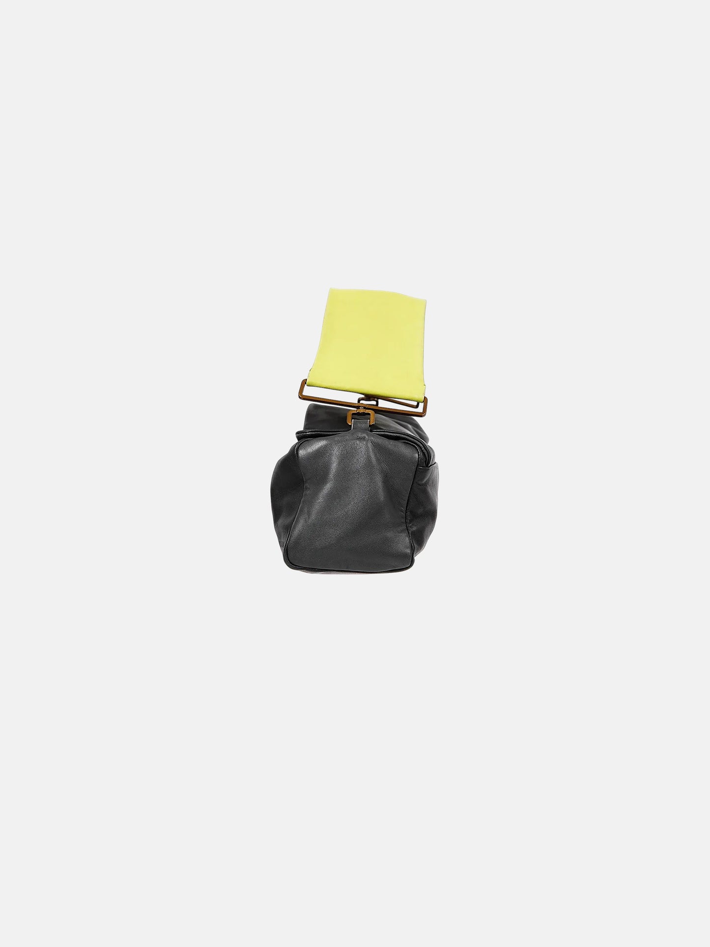 Prada SS 2001 Black Leather and Bright Yellow Strap Rectangle Bag
