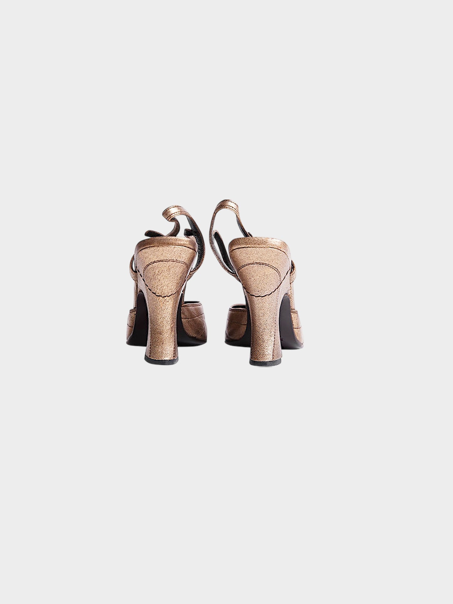 Prada FW 2000 Bronze Metallic Leather Pumps