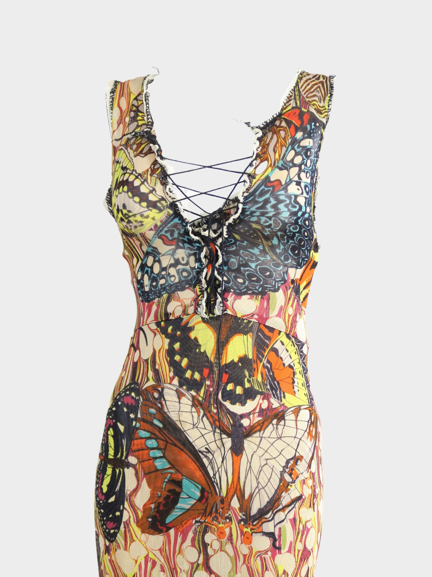 Jean Paul Gaultier SS 2003 Butterfly Print Maxi Dress
