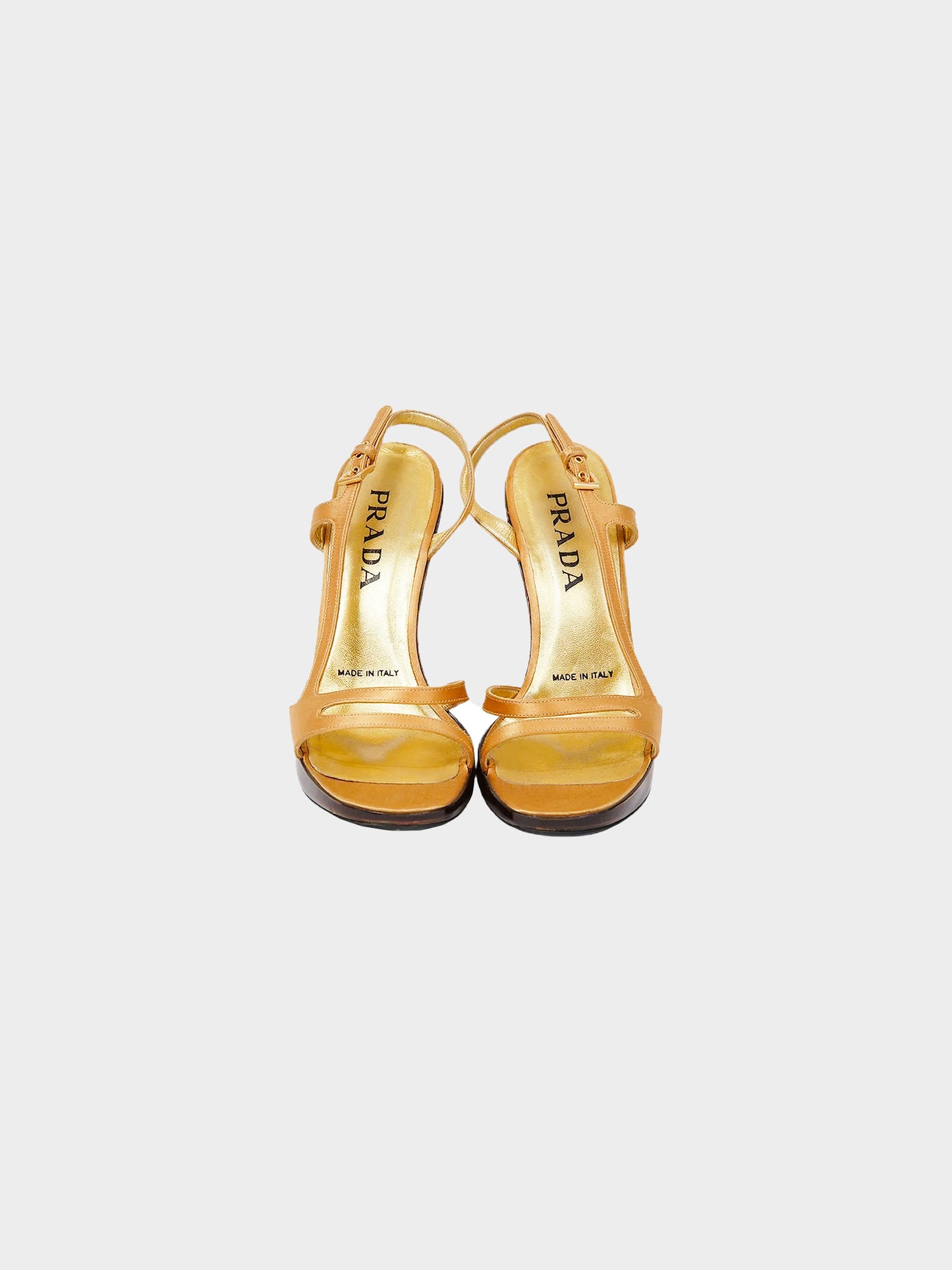 Prada SS 1998 Gold Metallic Leather and Yellow Plexiglass Heels