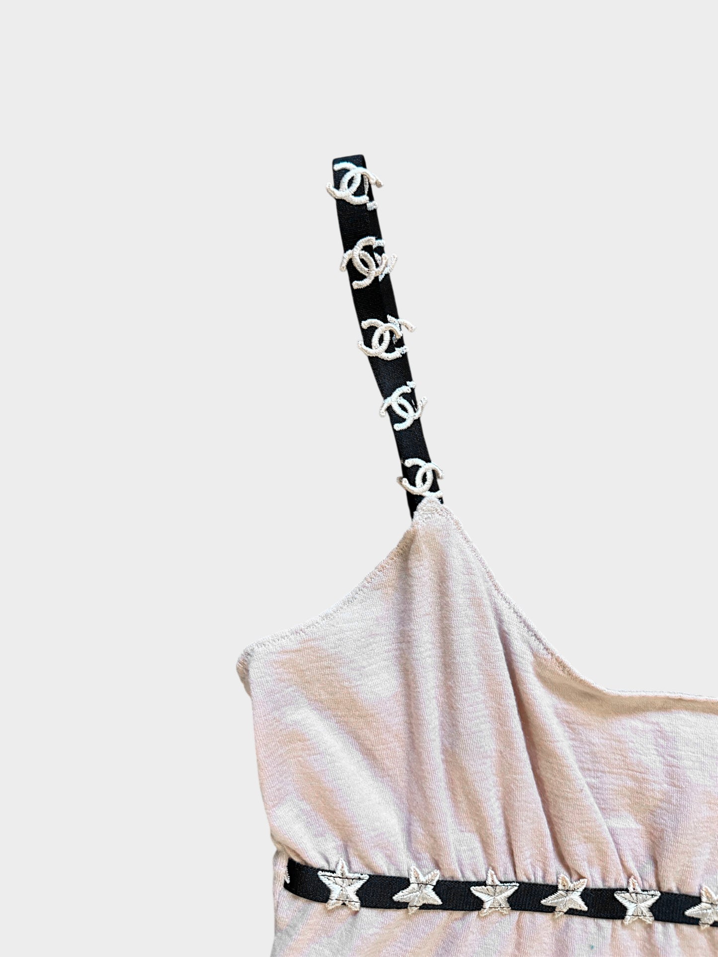 Chanel 2000s Beige Cashmere CC and Stars Tank Top