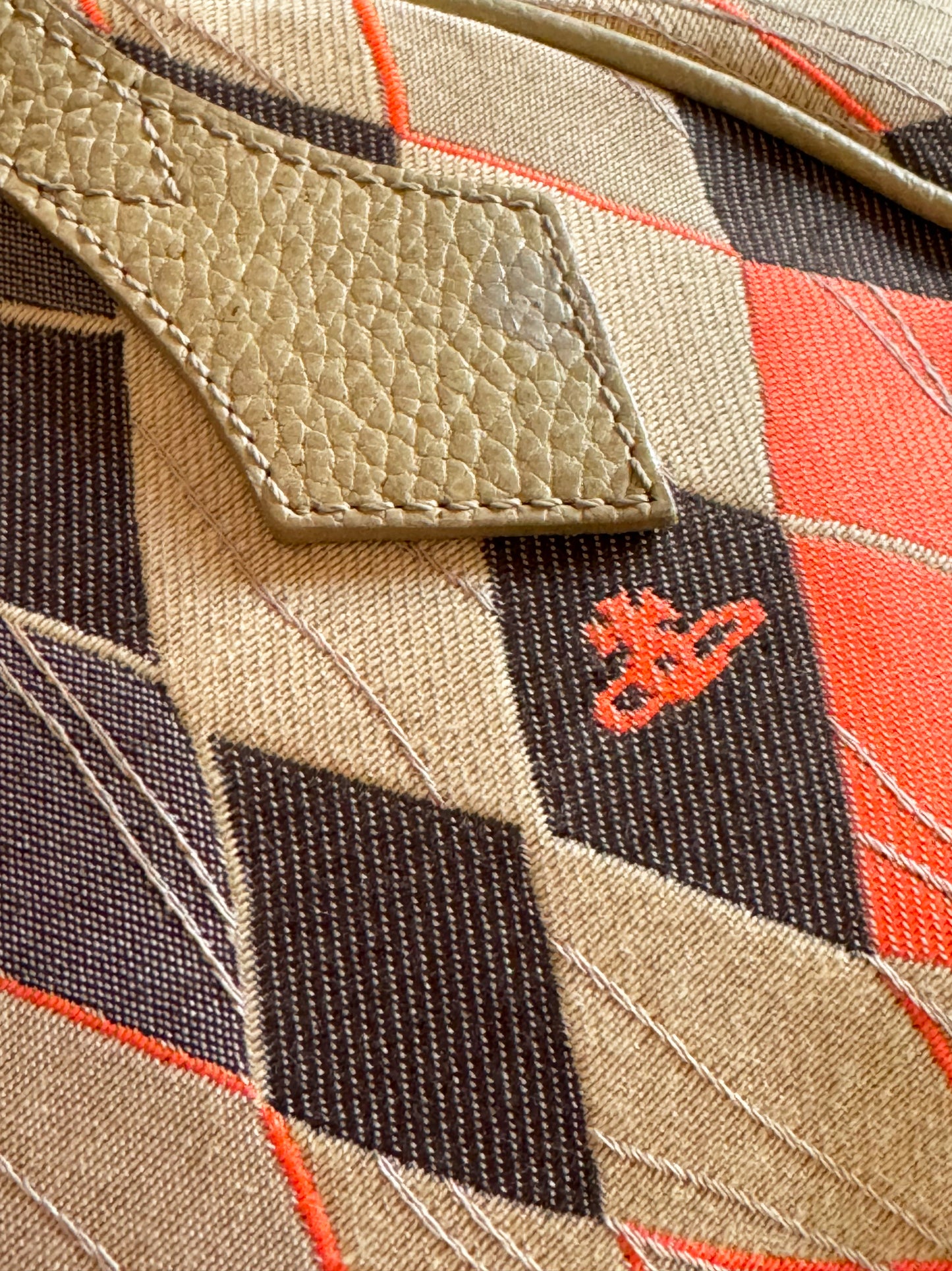 Vivienne Westwood 2000s Khaki and Orange Jacquard Yasmine Argyle Bag