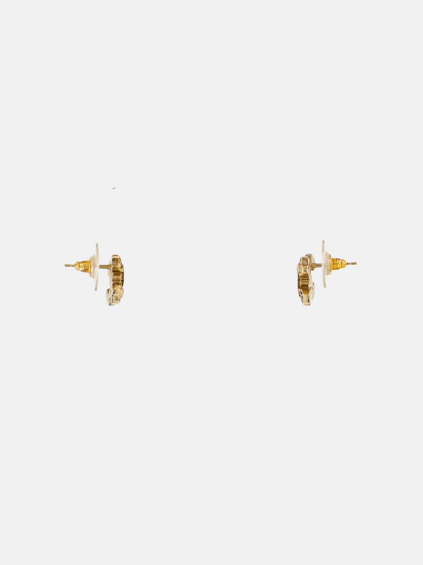 Chanel 2010s Gold Mixed Rhinestones Embellished CC Eearrings