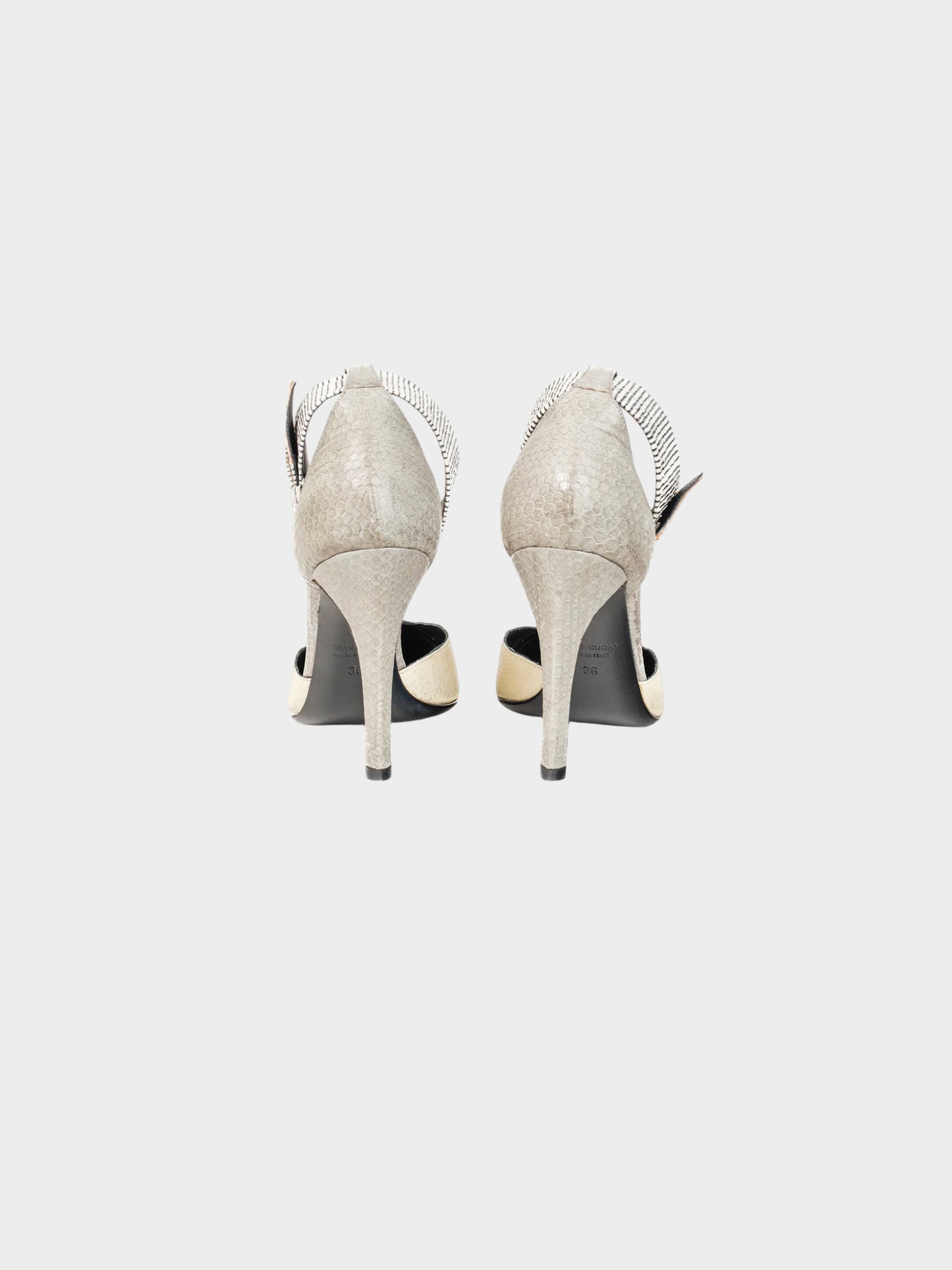 Mugler 2000s Mixed Reptile-Embossed Leather Heels