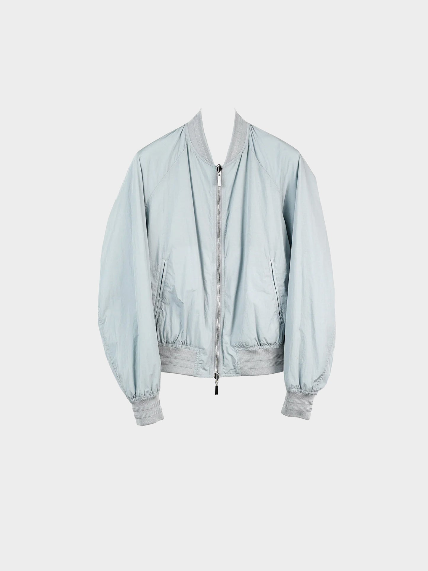 Christian Dior 2020s Light Blue Nylon Oblique Reversible Bomber Jacket