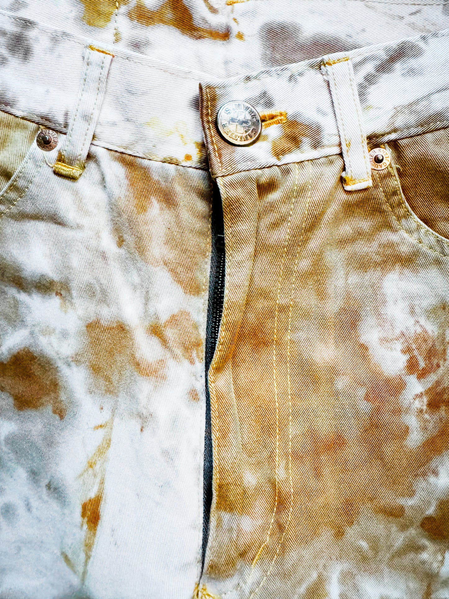 Jean Paul Gaultier 1990s Brown Distressed Dyed Jeans