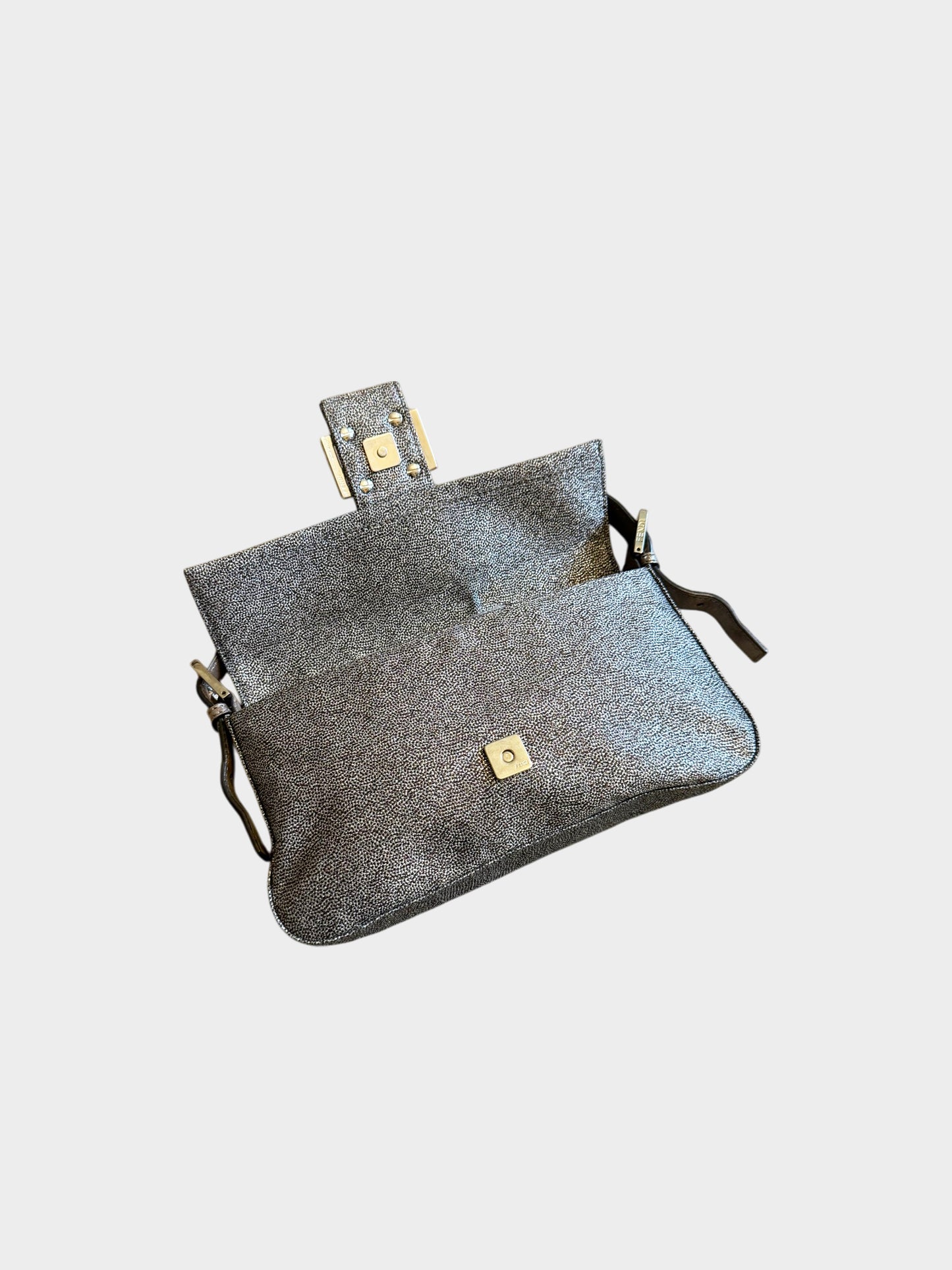 Fendi 1997 Rhinestone Print Canvas Crystal Embellished Baguette
