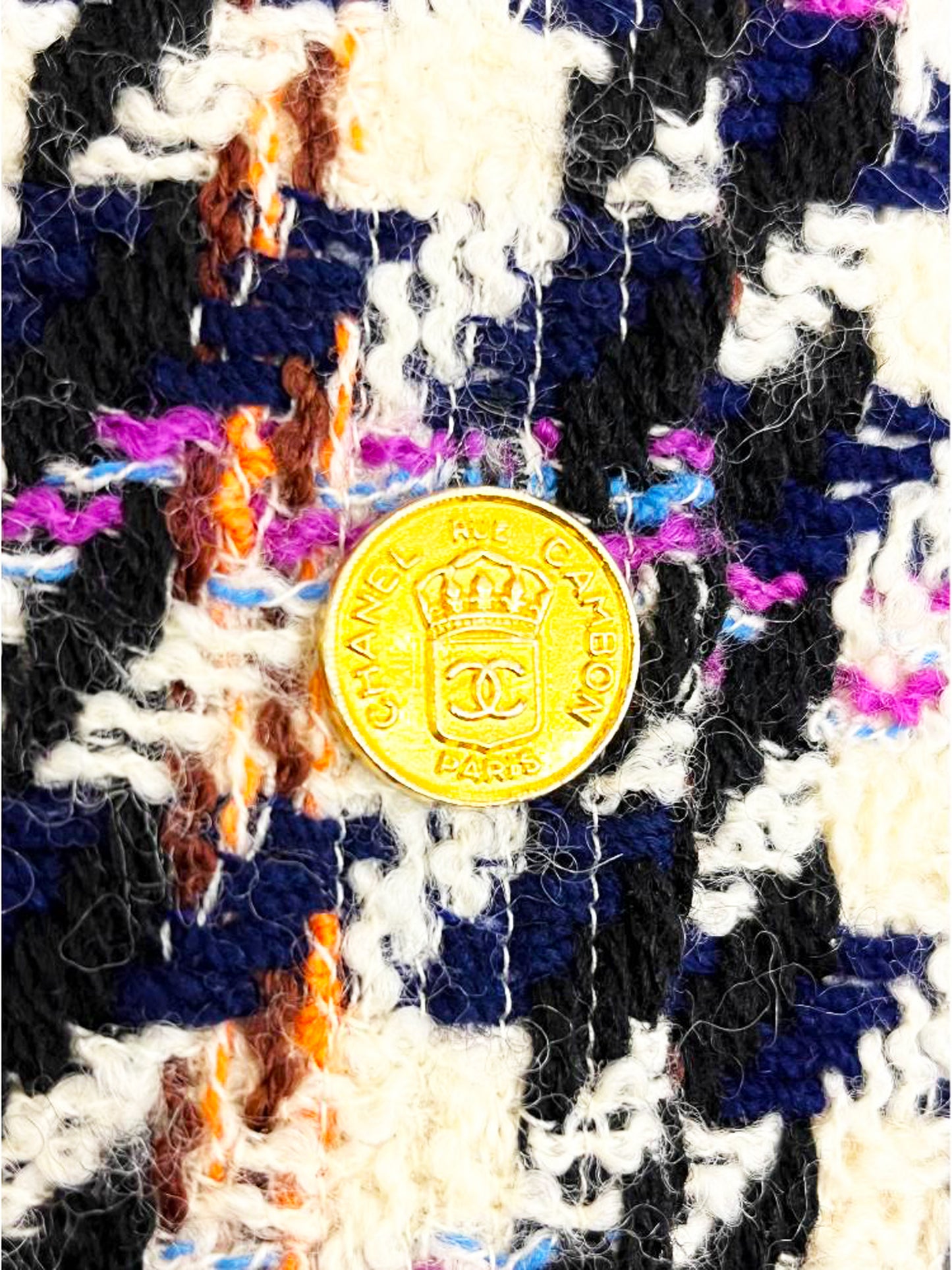 Chanel 1980s Multicolor Wool Houndstooth Jacket