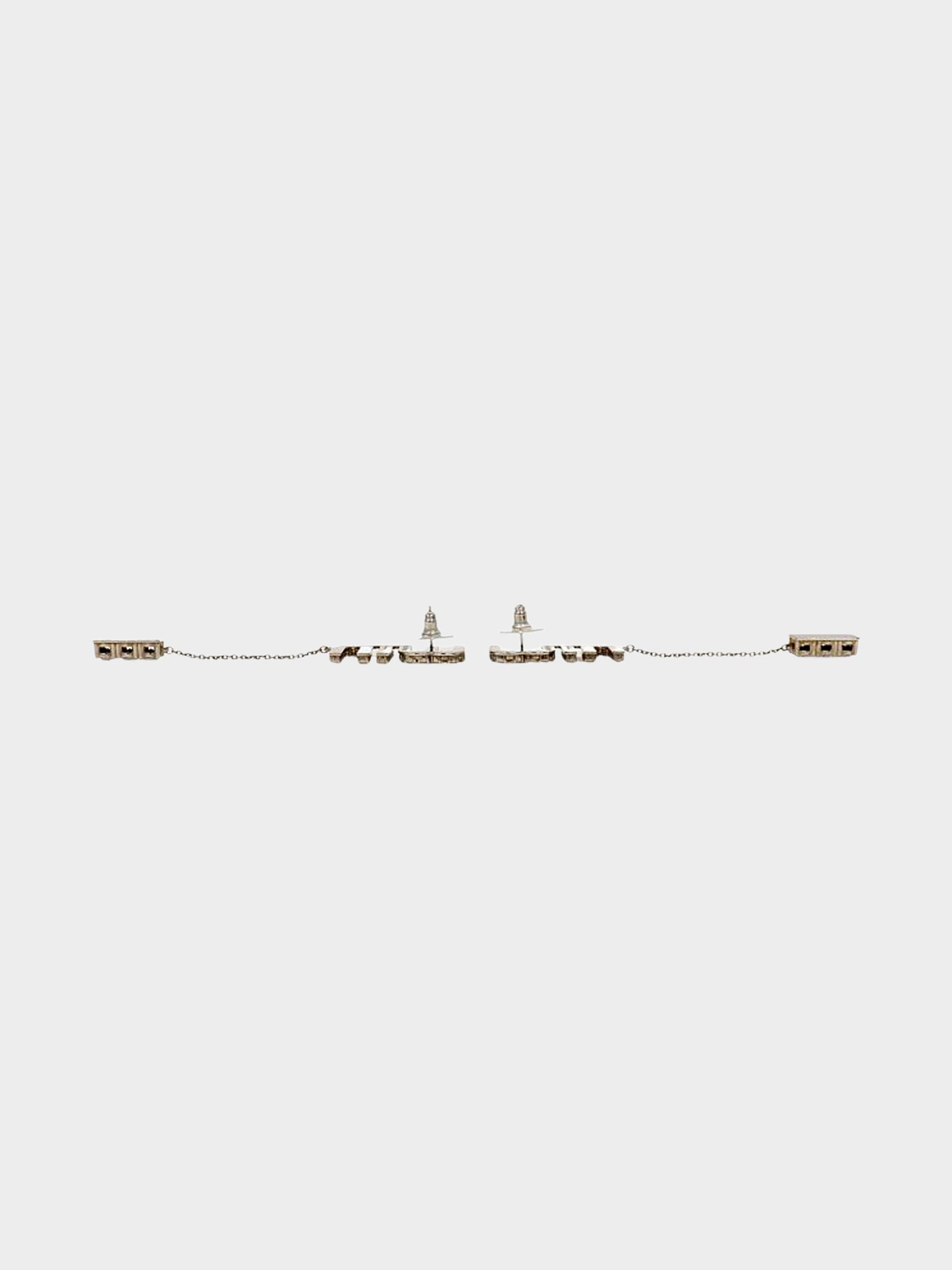 Miu Miu 2020s Silver Crystal Embellished Logo and Pendant Hanging Earrings