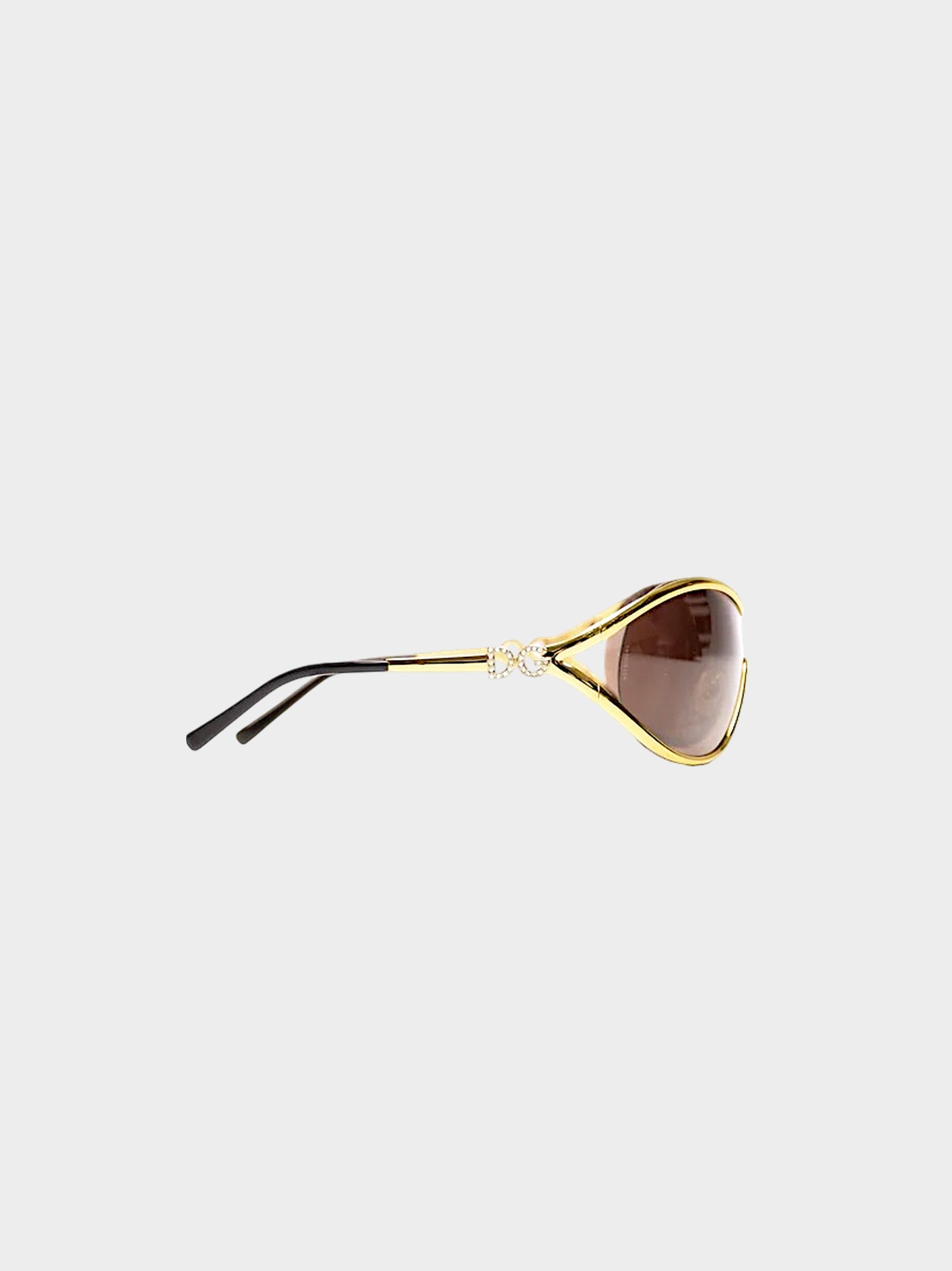 Dolce and Gabbana 1990s Gold Metal Frame Oval Sunglasses