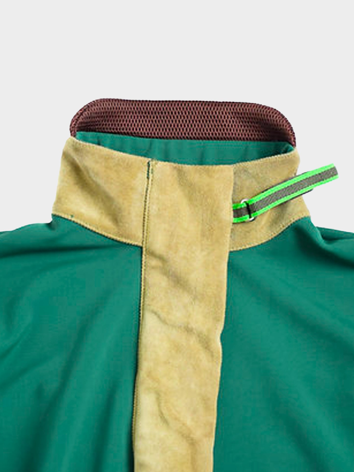 Miu Miu FW 1999 Runway Green Neoprene Suede Trim Jacket