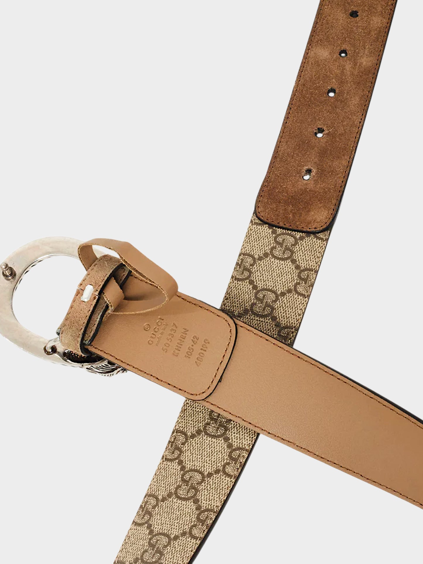 Gucci 2010s Beige GG Supreme Monogram Dionysus Belt