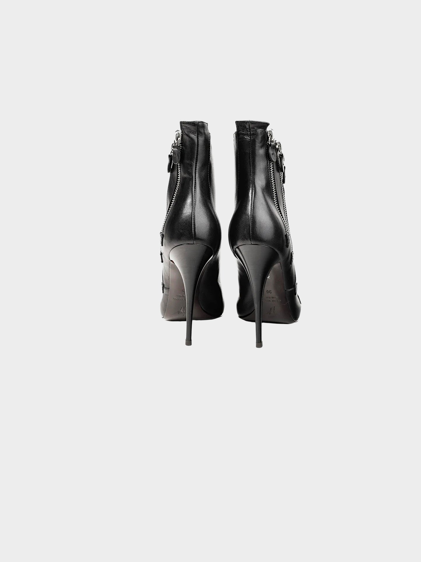 Giuseppe Zanotti 2009 Black Leather Multi-Zip Ankle Bootie