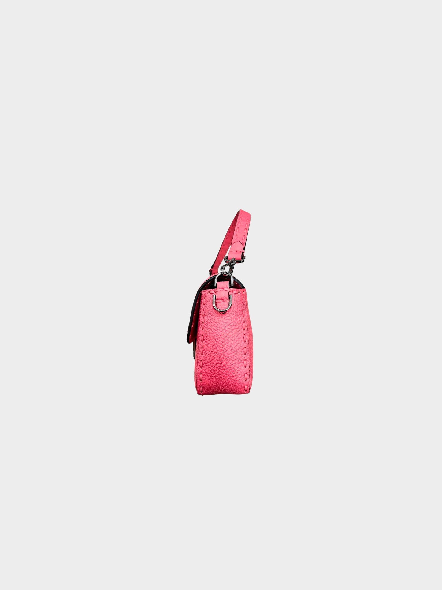 Fendi 2010s Pink Pebbled Leather Selleria Baguette