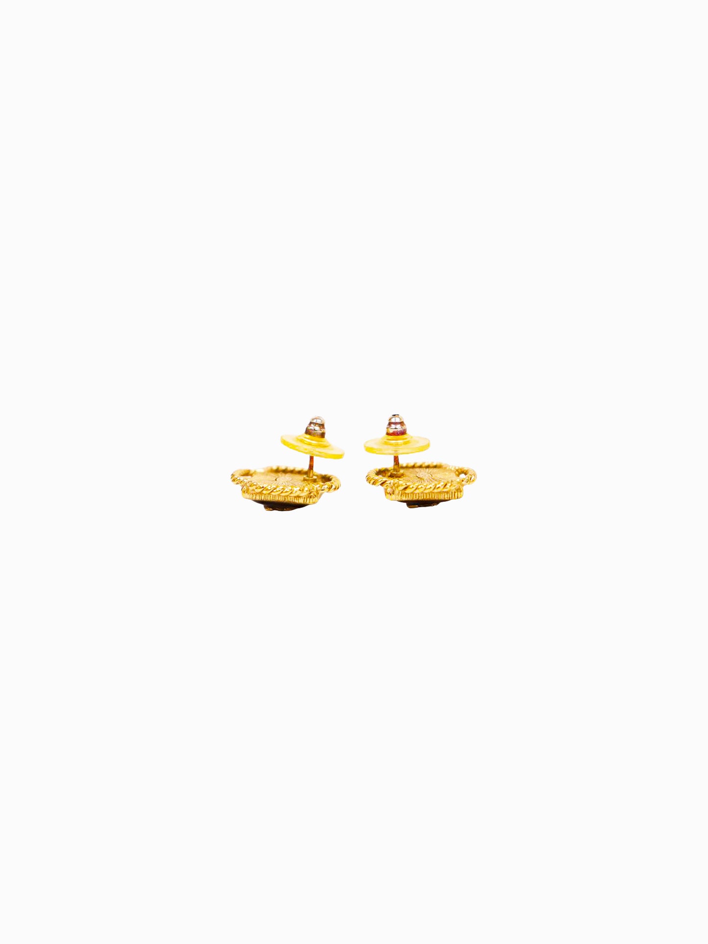 Chanel AW 2019 Gold Twisted CC Earrings with Red Cabochons