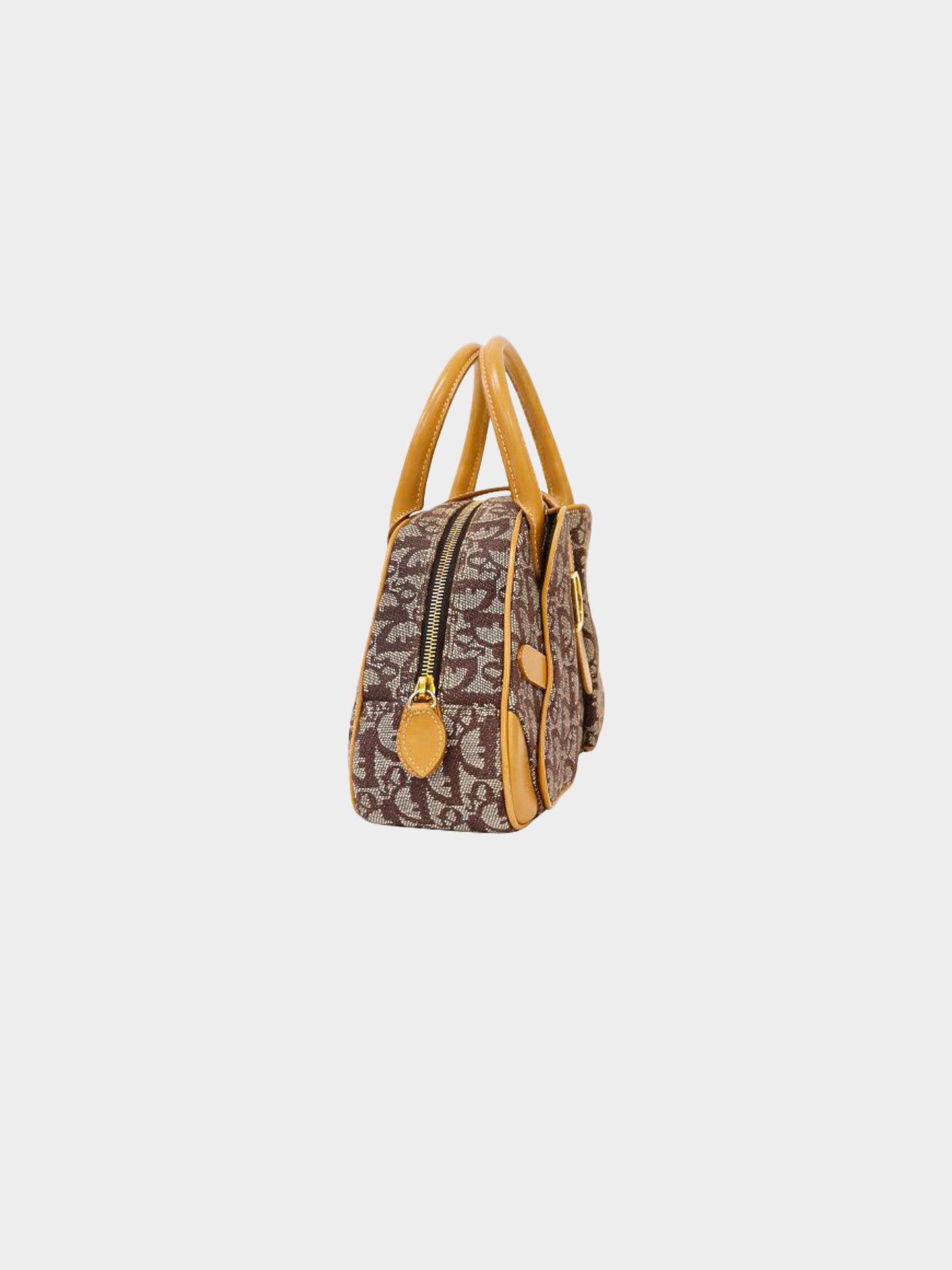 Christian Dior 2001 Brown Trotter Monogram Canvas Saddle Bowler Bag