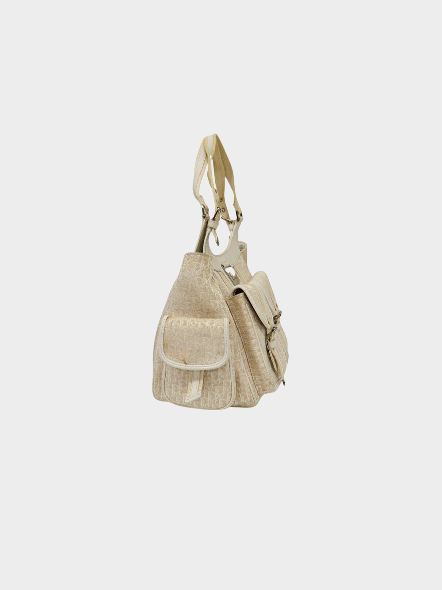 Christian Dior 2000s Beige Trotter Canvas Street Chic Tote Bag