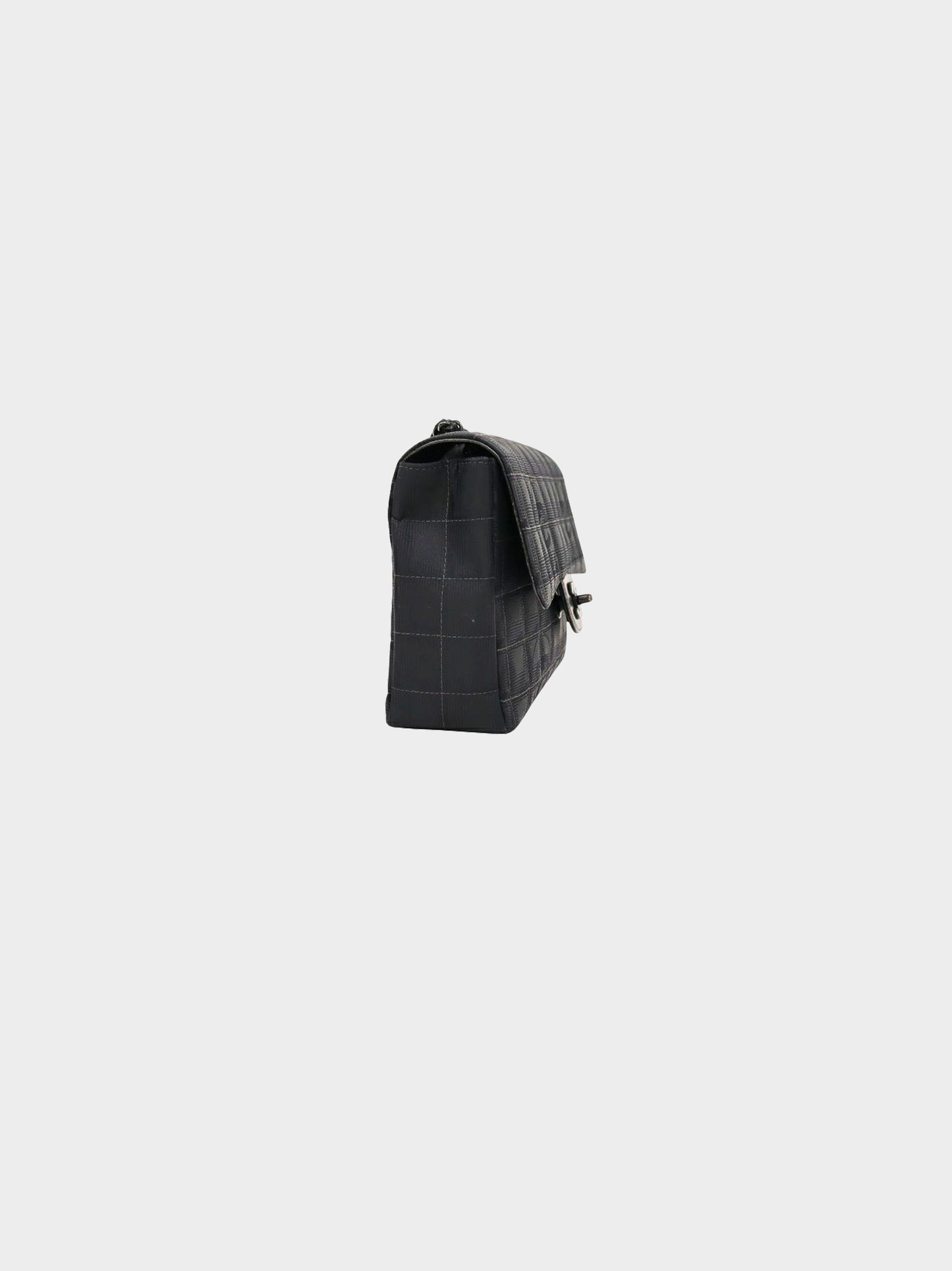 Chanel 2002 Black Chocolate Bar Nylon Flap Bag
