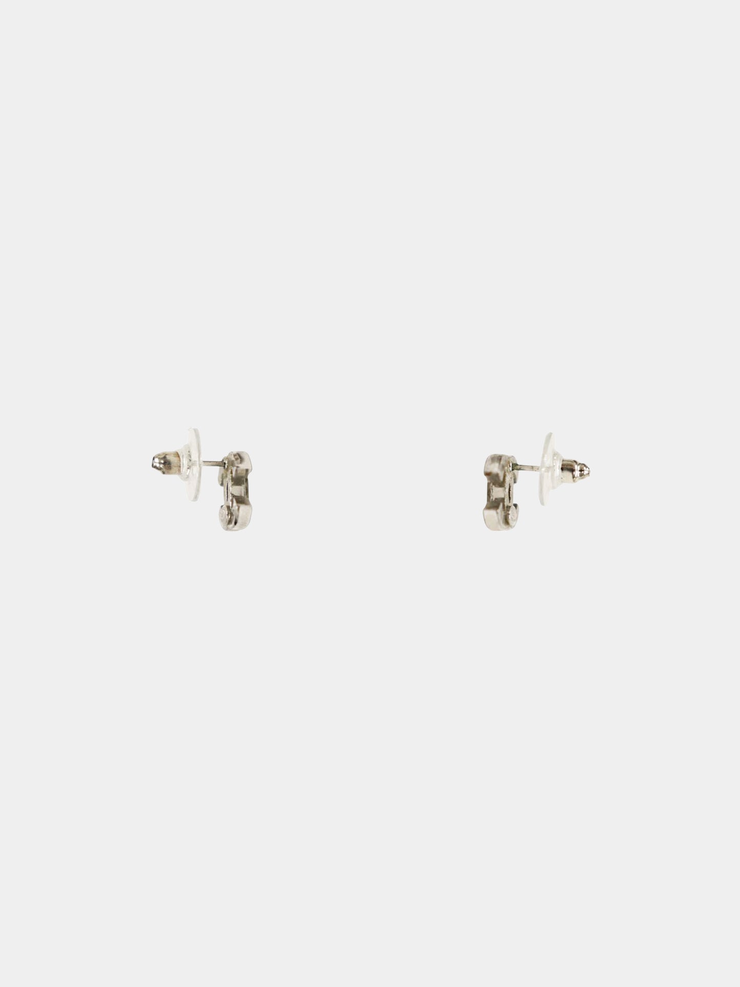 Chanel 2010s Silver Crystal Encrusted CC Earrings