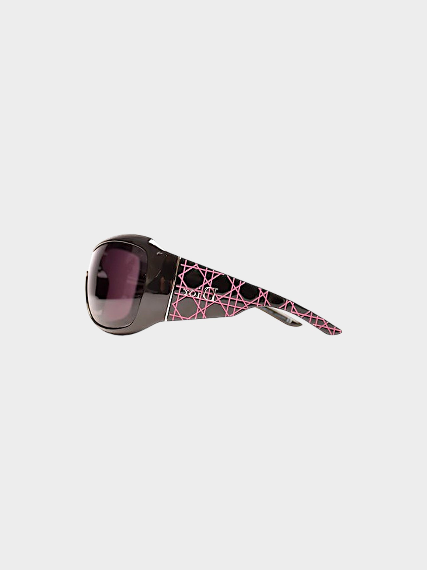 Christian Dior 2000s Black Cannage Logo Rectangle Sunglasses