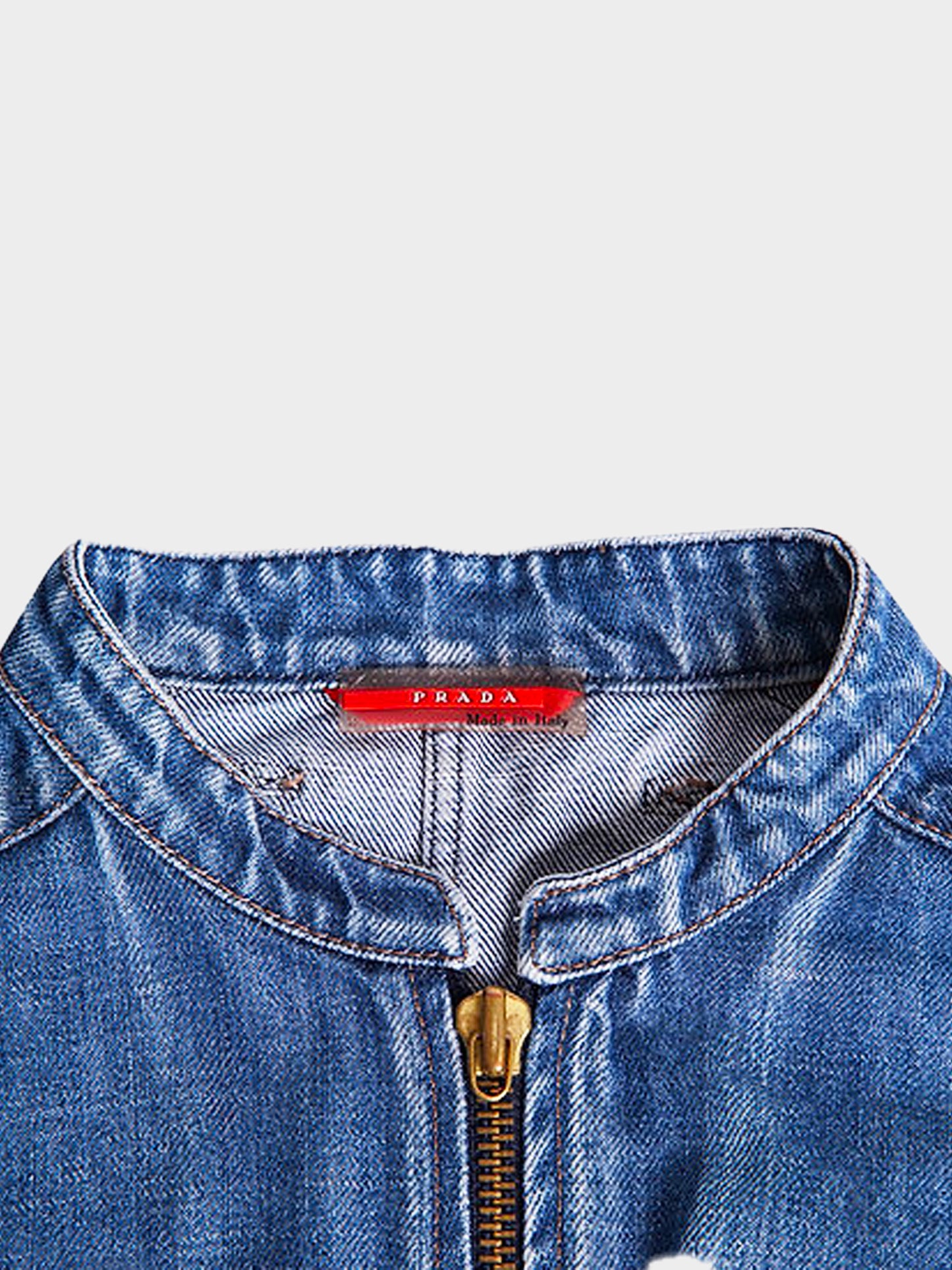 Prada 2000s Denim Biker Jacket