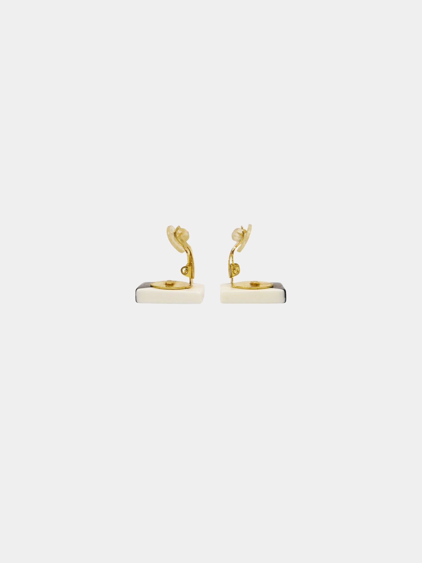 Chanel 2000s Black and White Rectangle CC Earrings