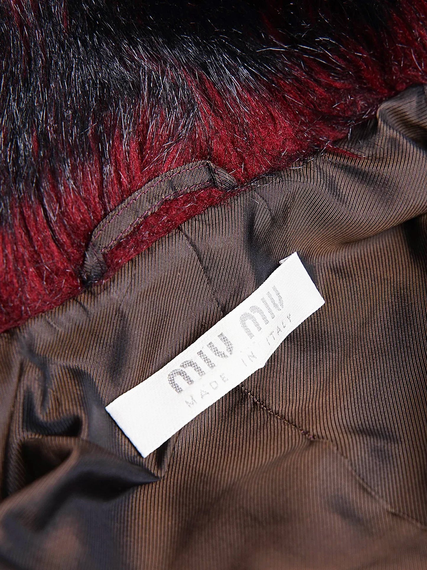 Miu Miu FW 2000 Burgundy Velvet and Faux Fur Collar Jacket