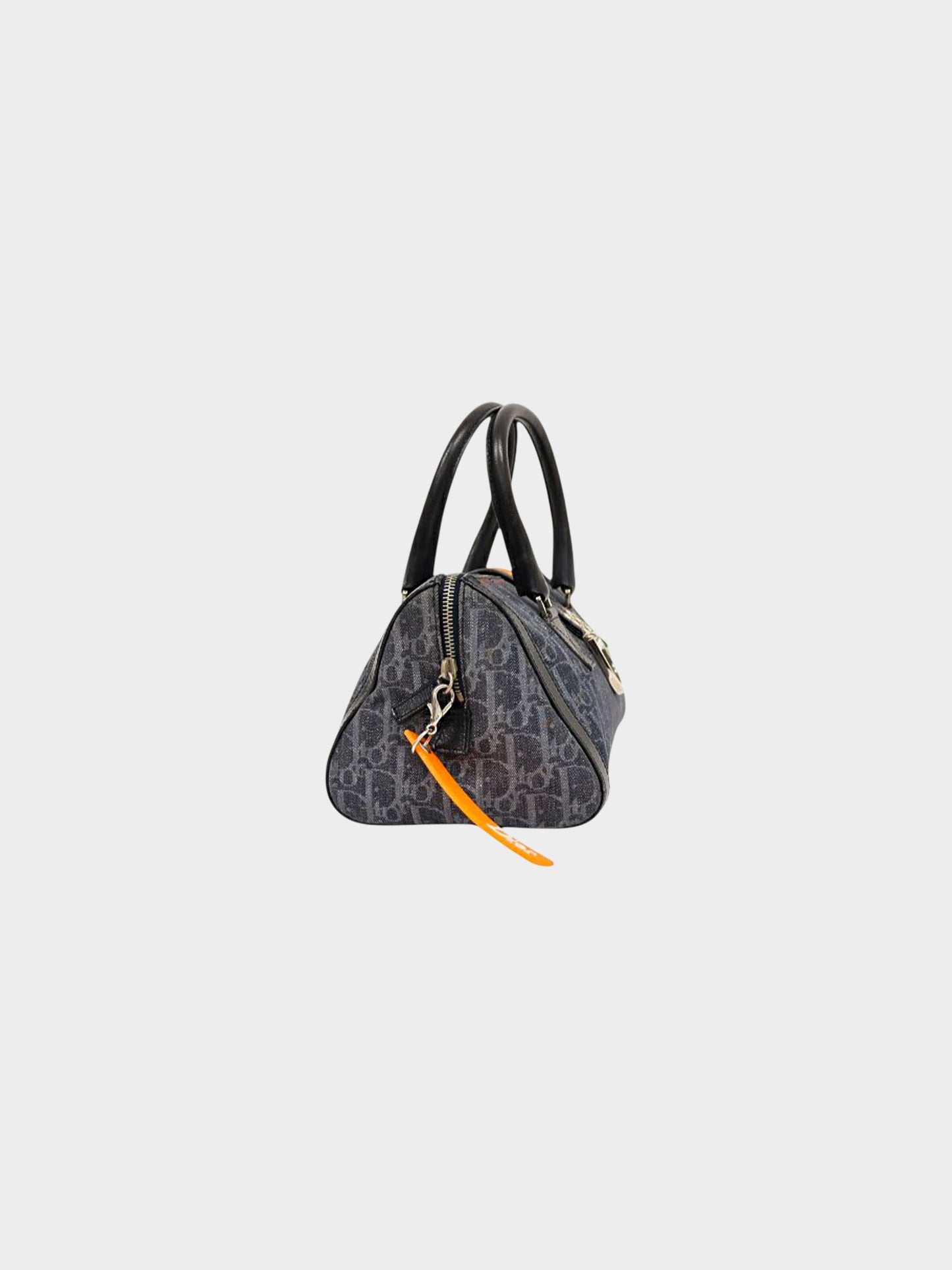 Christian Dior by John Galliano 2005 Flight Line Navy Trotter Canvas Boston Bag