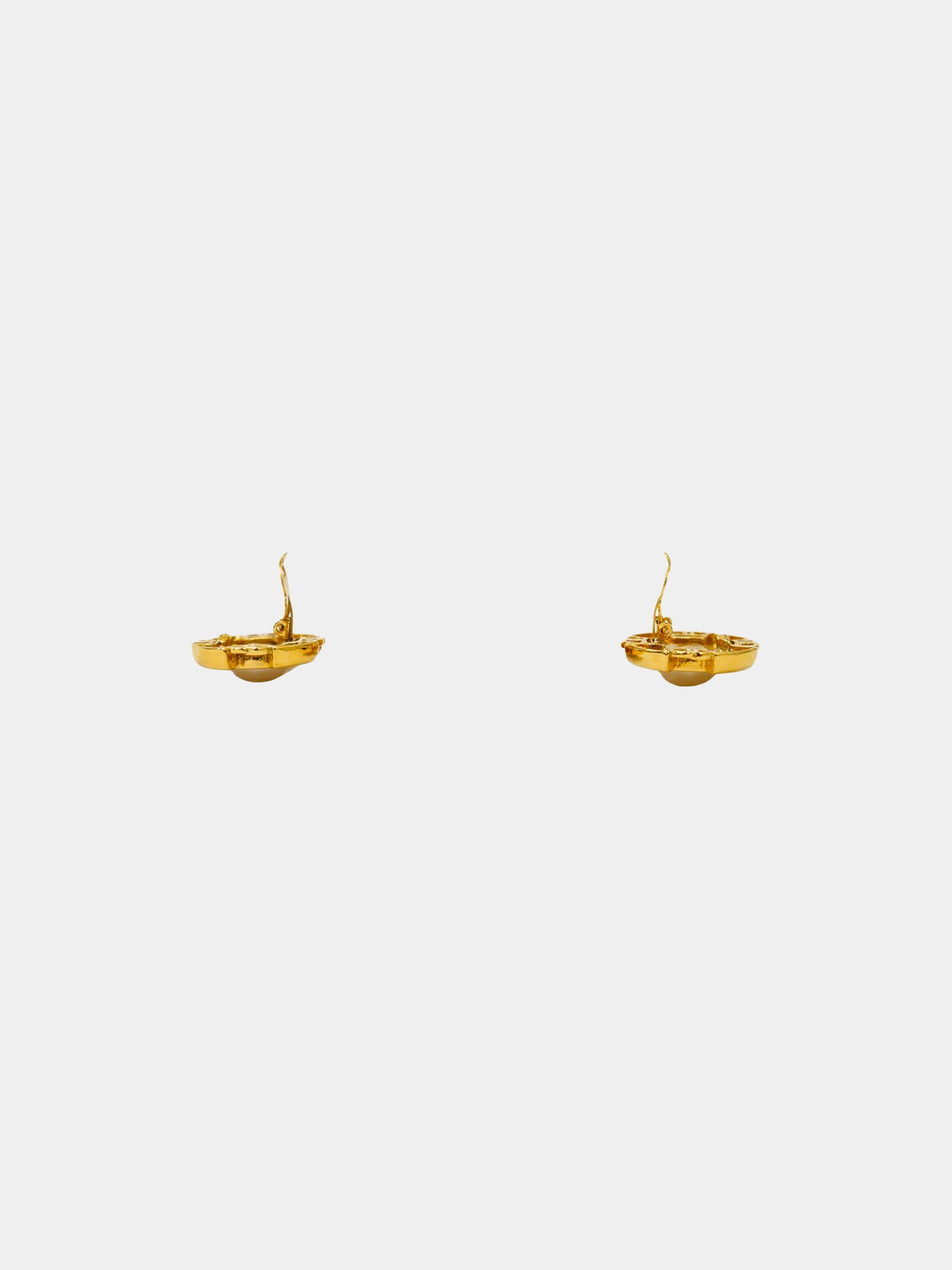 Chanel 1990s Pearl and Gold CC Earrings
