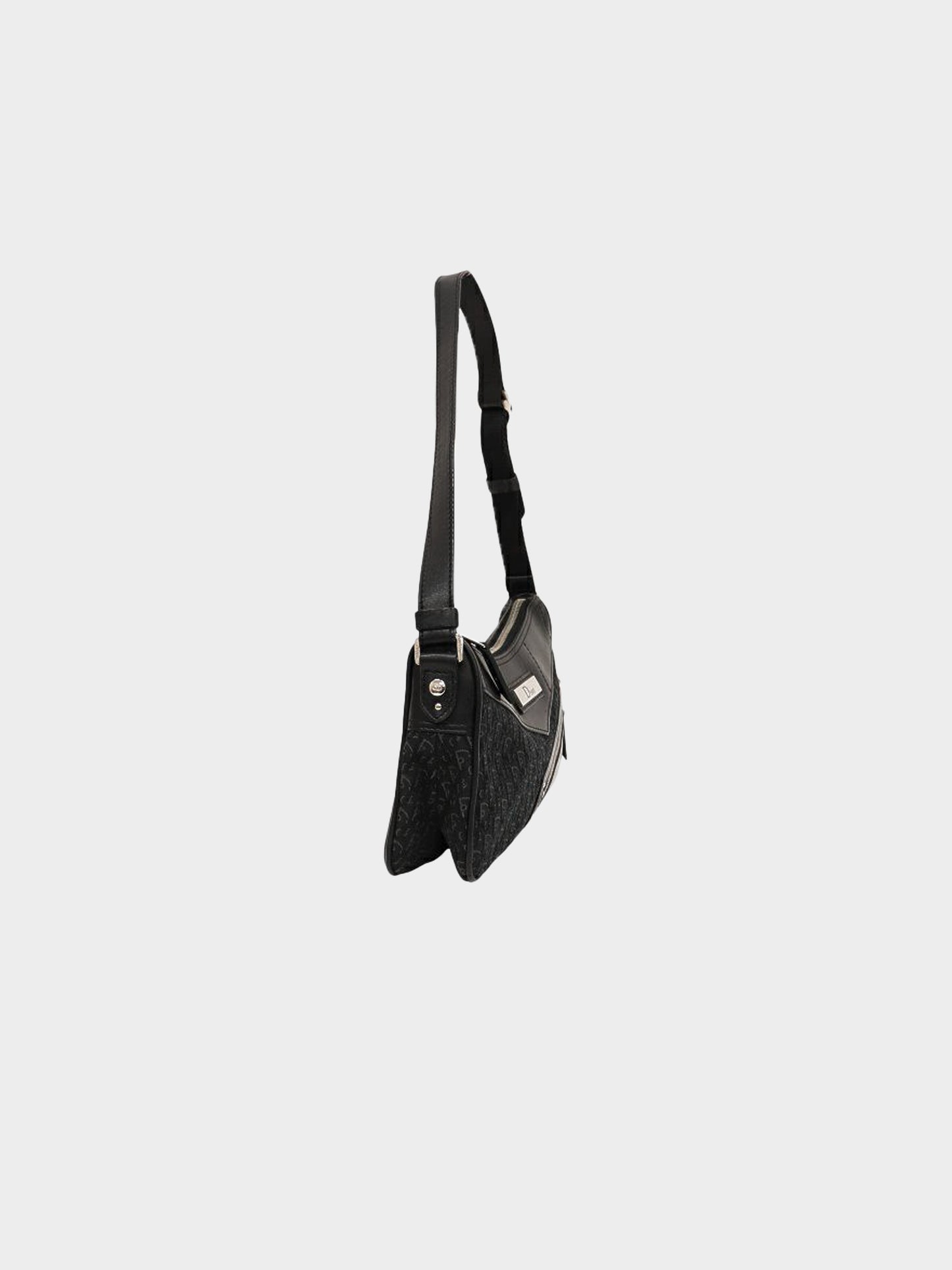 Christian Dior 2003 Black Trotter Canvas and Leather Street Chic Bag