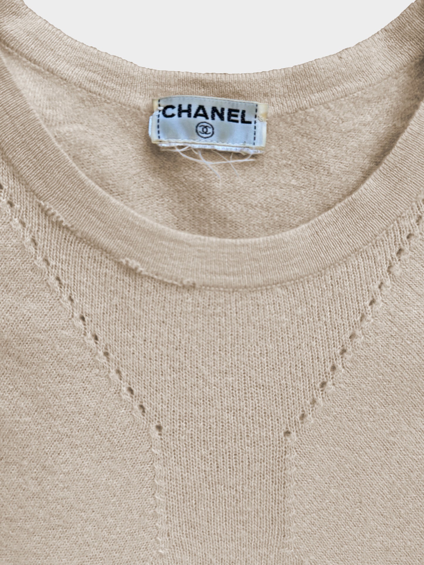 Chanel 2000s Biege Cotton Knit CC Top